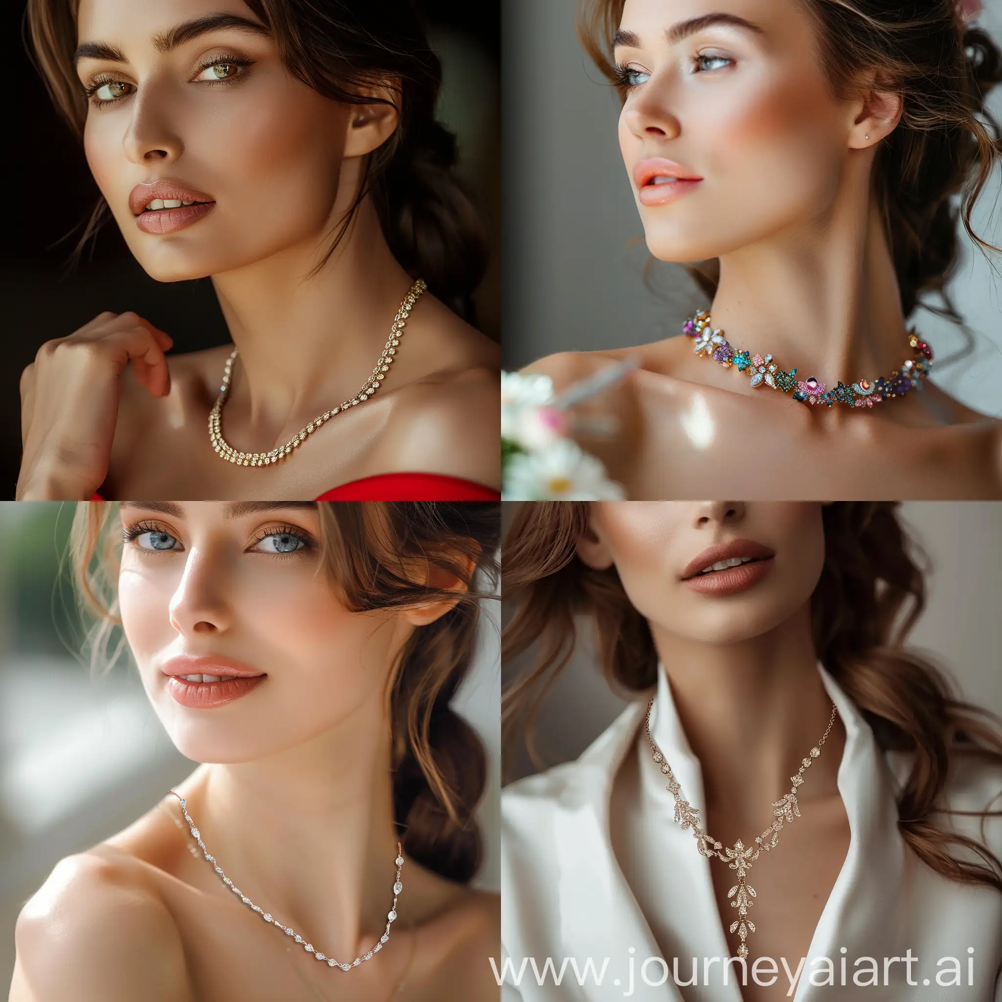 A beautiful women wear necklace