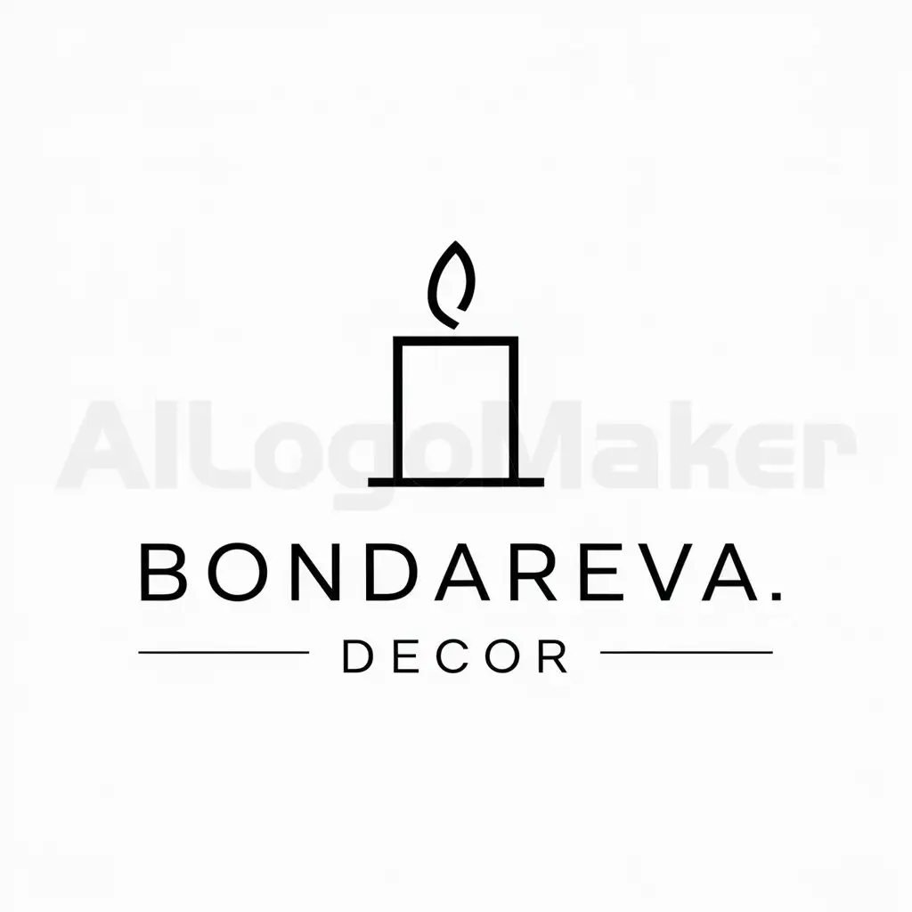 a logo design,with the text "BONDAREVA.DECOR", main symbol:Cвеча,Minimalistic,clear background