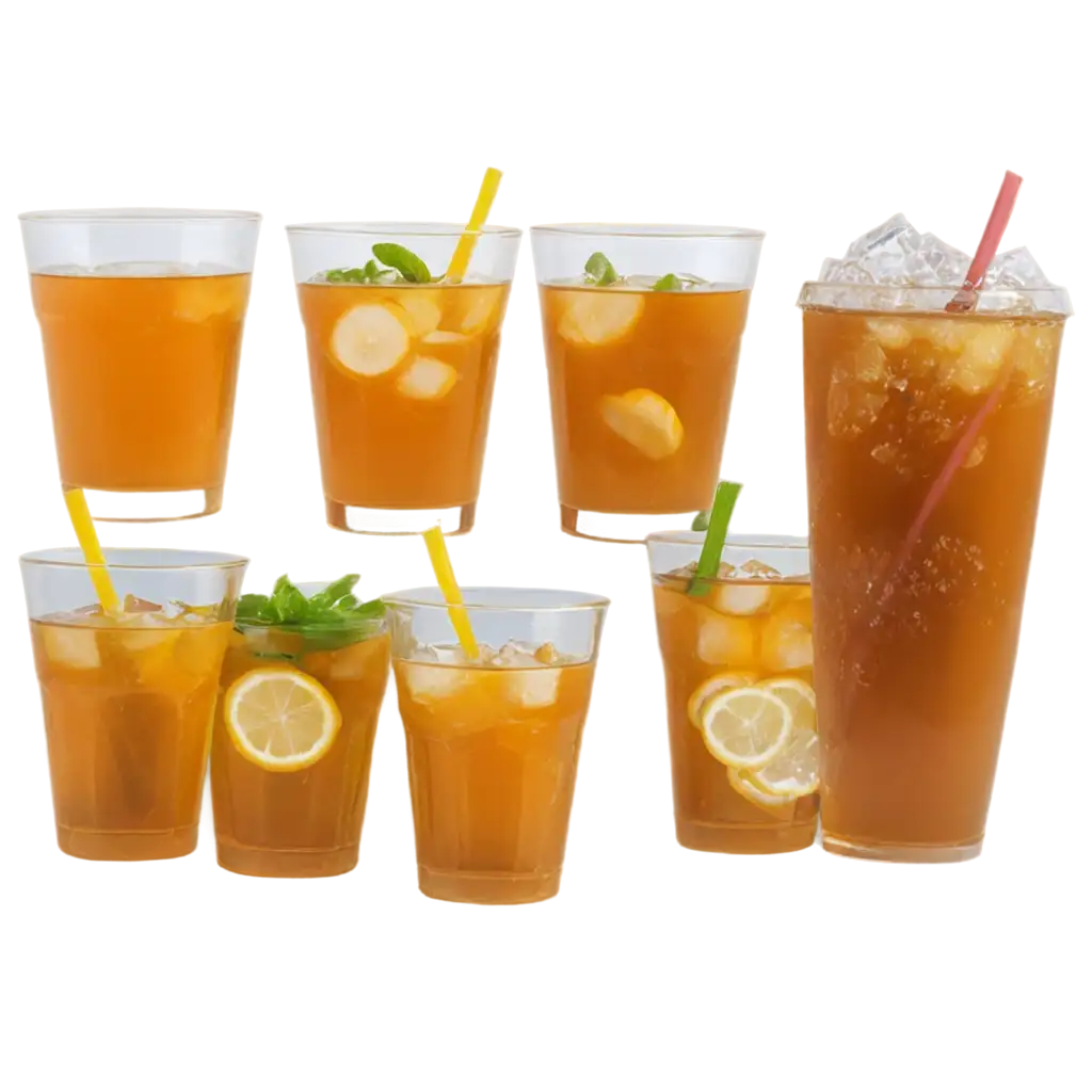 Refreshing-Ice-Tea-in-Plastic-Glasses-HighQuality-PNG-Image-for-ThirstQuenching-Visuals