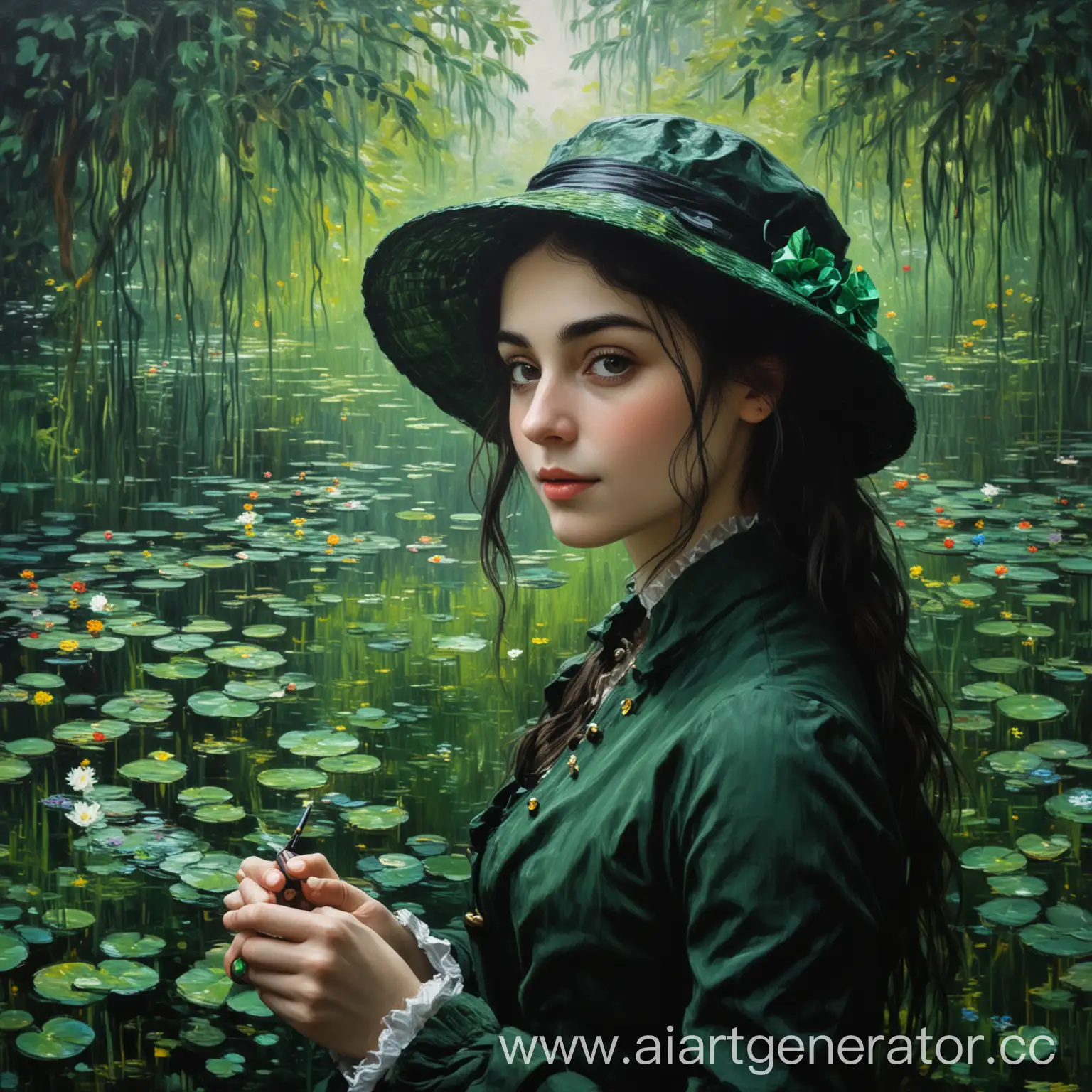 Famous-Artist-Monets-Black-and-Green-Crypto-Work-Concept