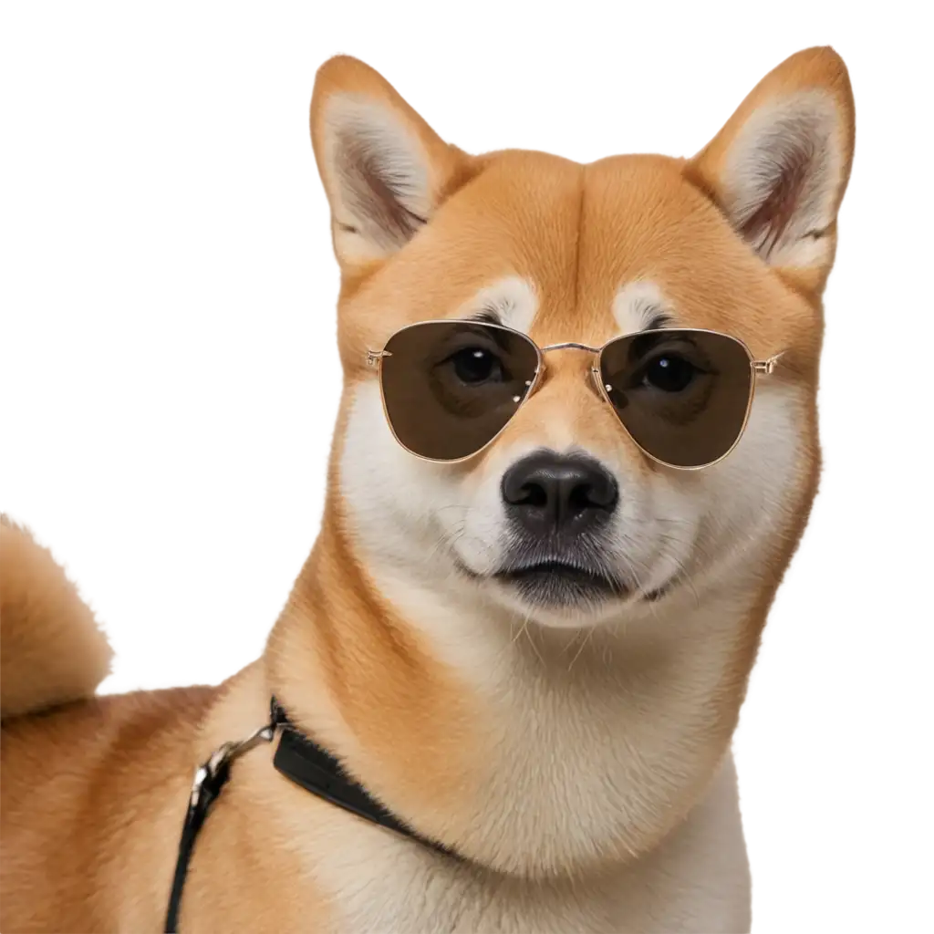 Shiba inu dog wif cool shades with a beautiful background