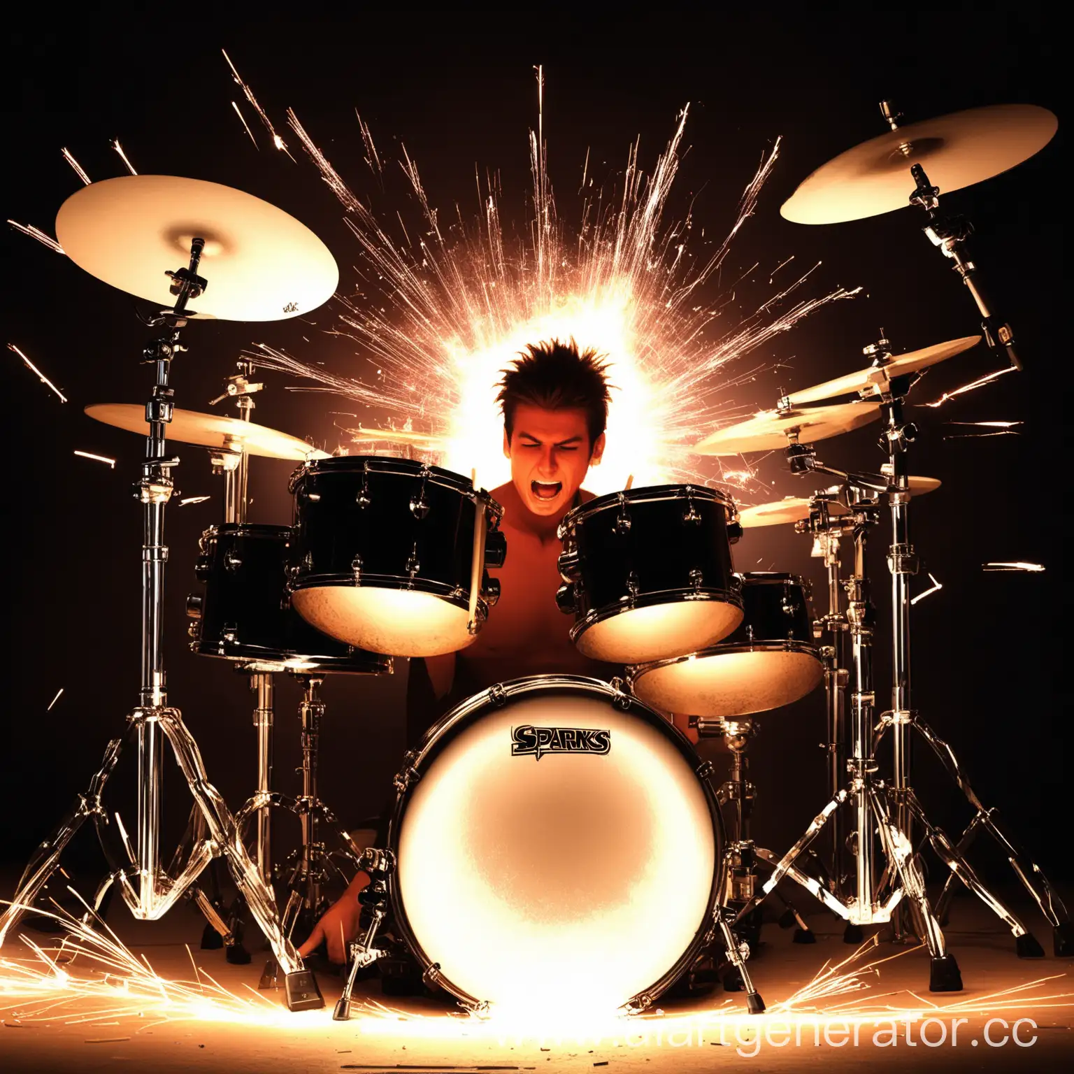 Dynamic-Drummer-Strikes-Sparks-in-Vibrant-Concert-Performance