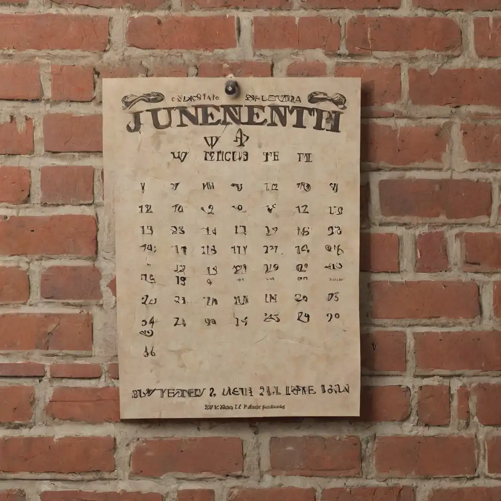 Juneteenth Calendar Mural on Brick Wall Commemorating Freedom and Heritage