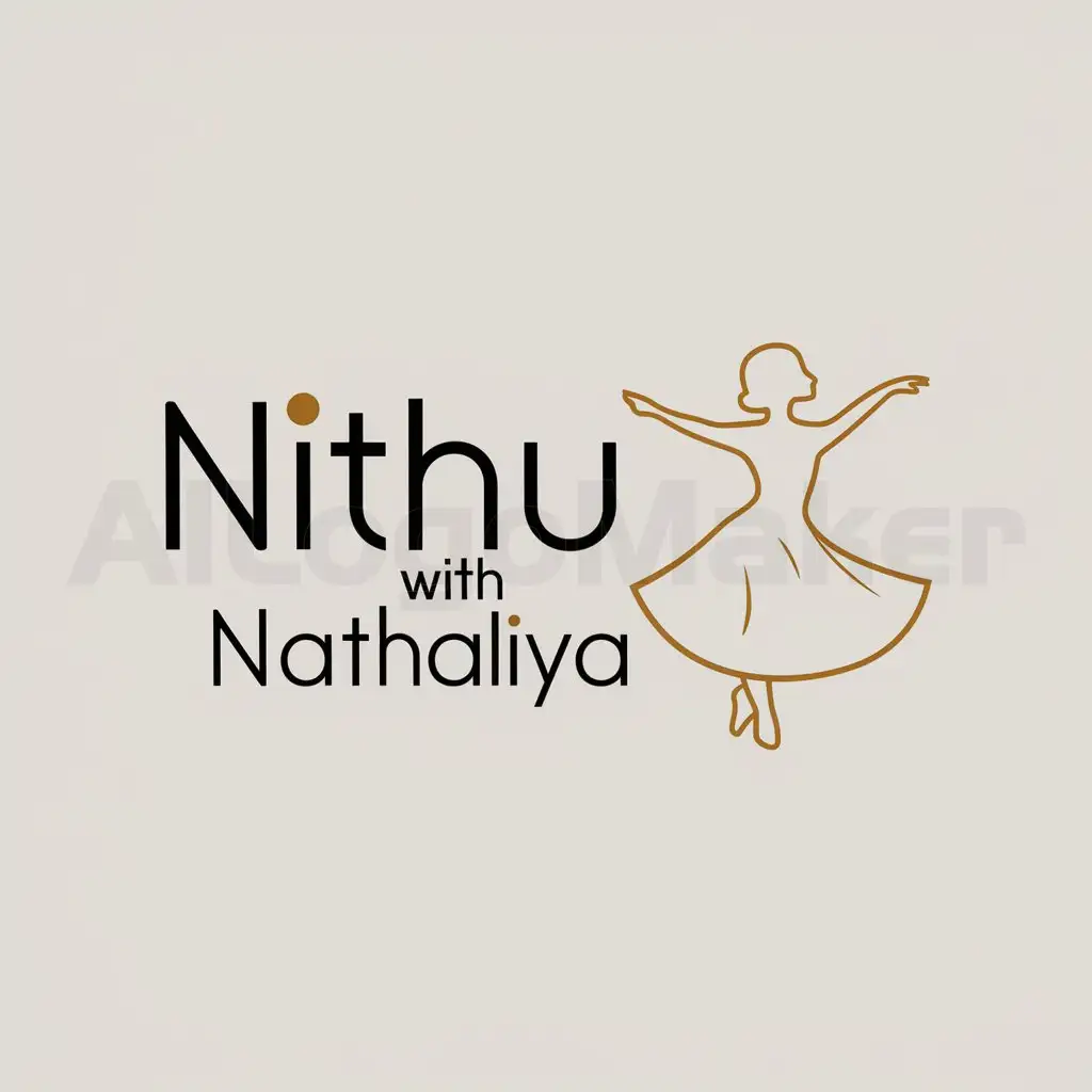 a logo design,with the text "Nithu with nathaliya ", main symbol:Dancing Girl 
,Minimalistic,clear background
