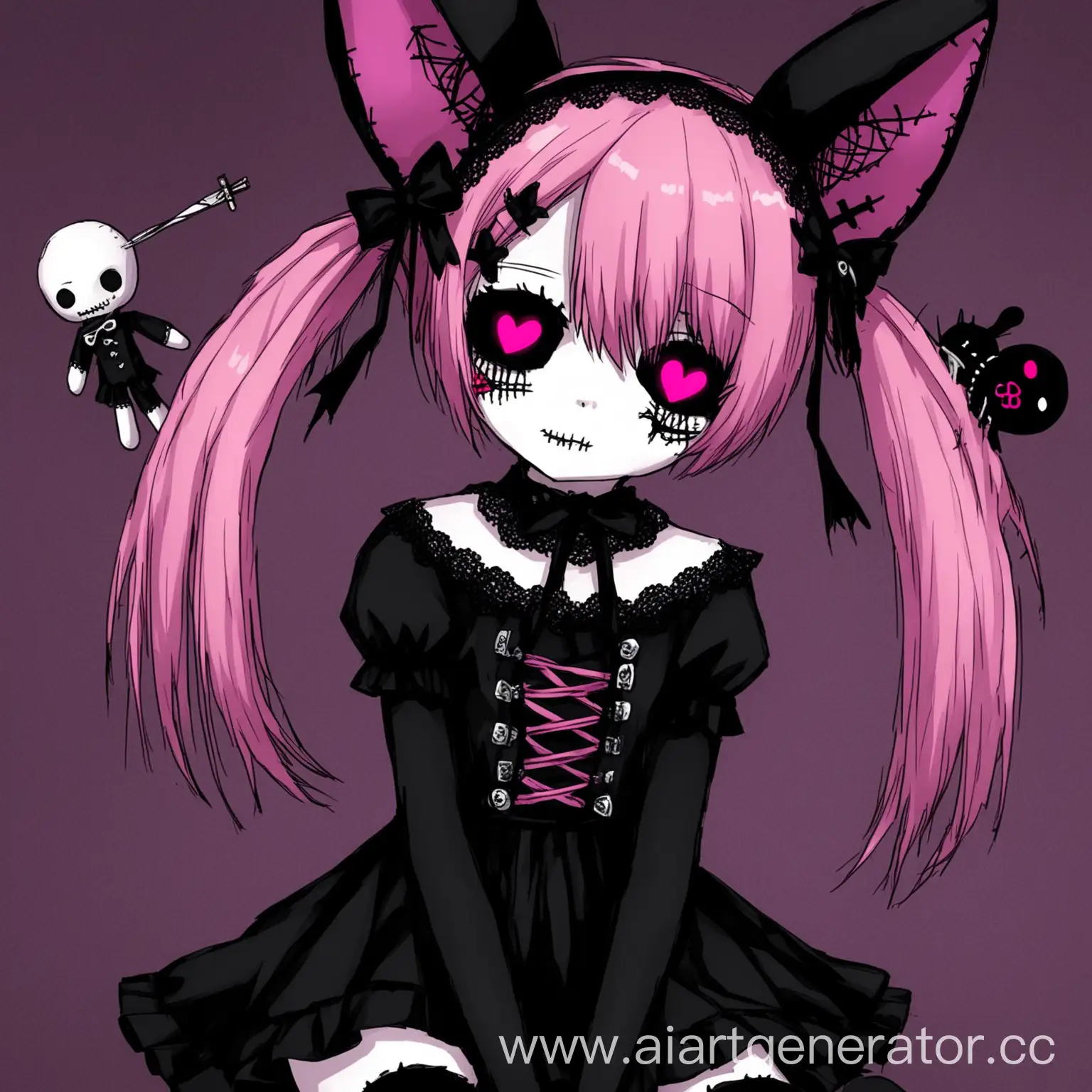Anime-Boy-with-Voodoo-Doll-and-Girl-in-Black-Tights-and-Pink-Hair