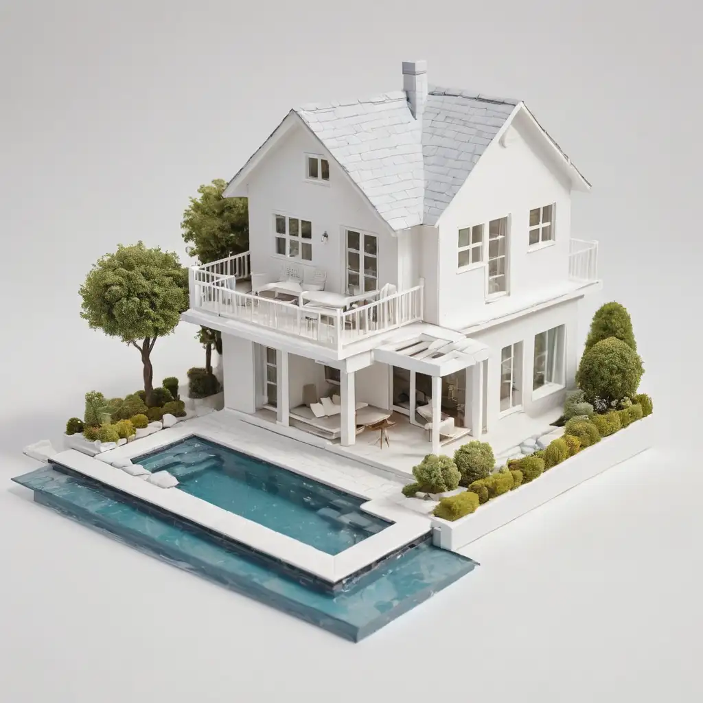 Miniature Modern Cottage with Pool Tranquil White Retreat