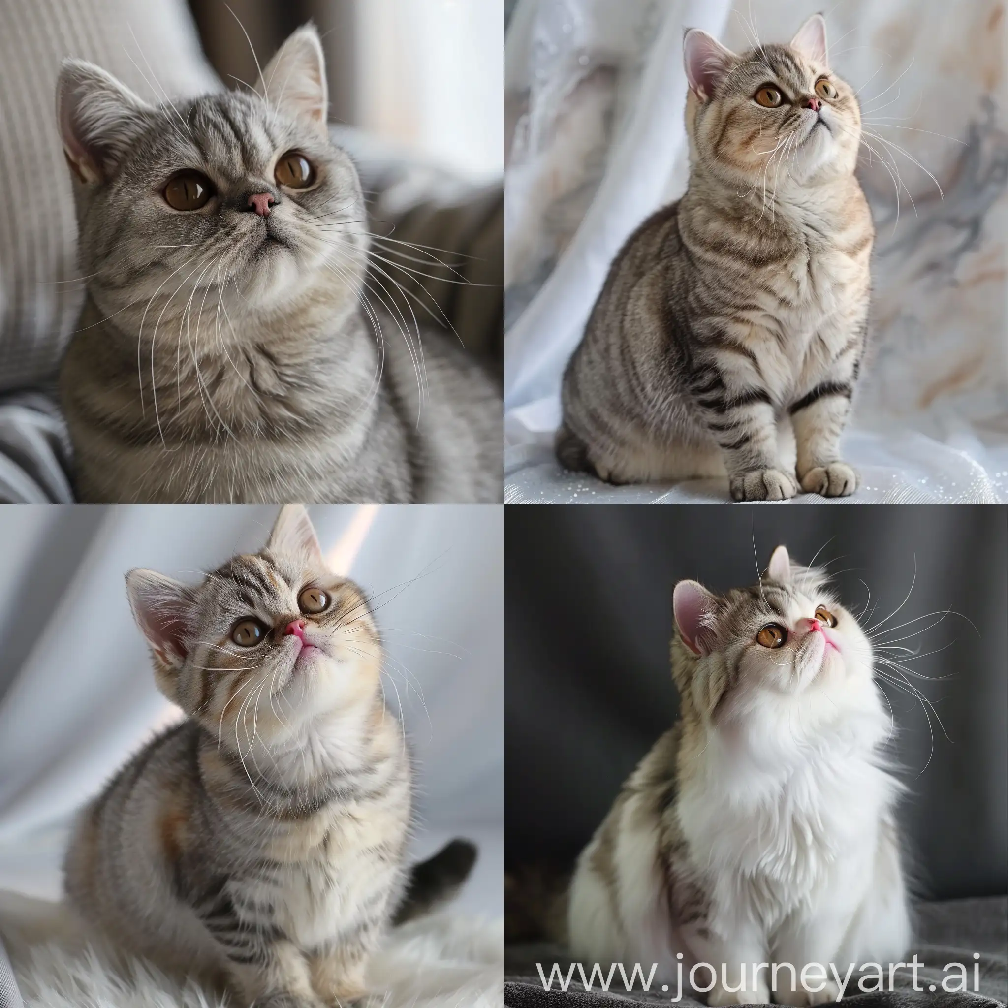 кошка, экзотическая короткошерстная, кремовый мрамор на серебре, милая, розовый нос