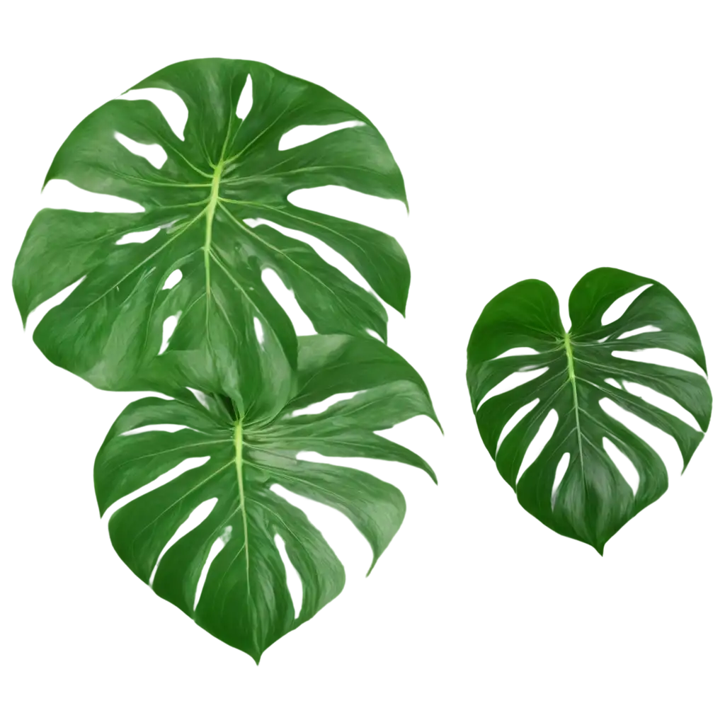 Monstera plant leaves, the tropical evergreen isolated on transparent background