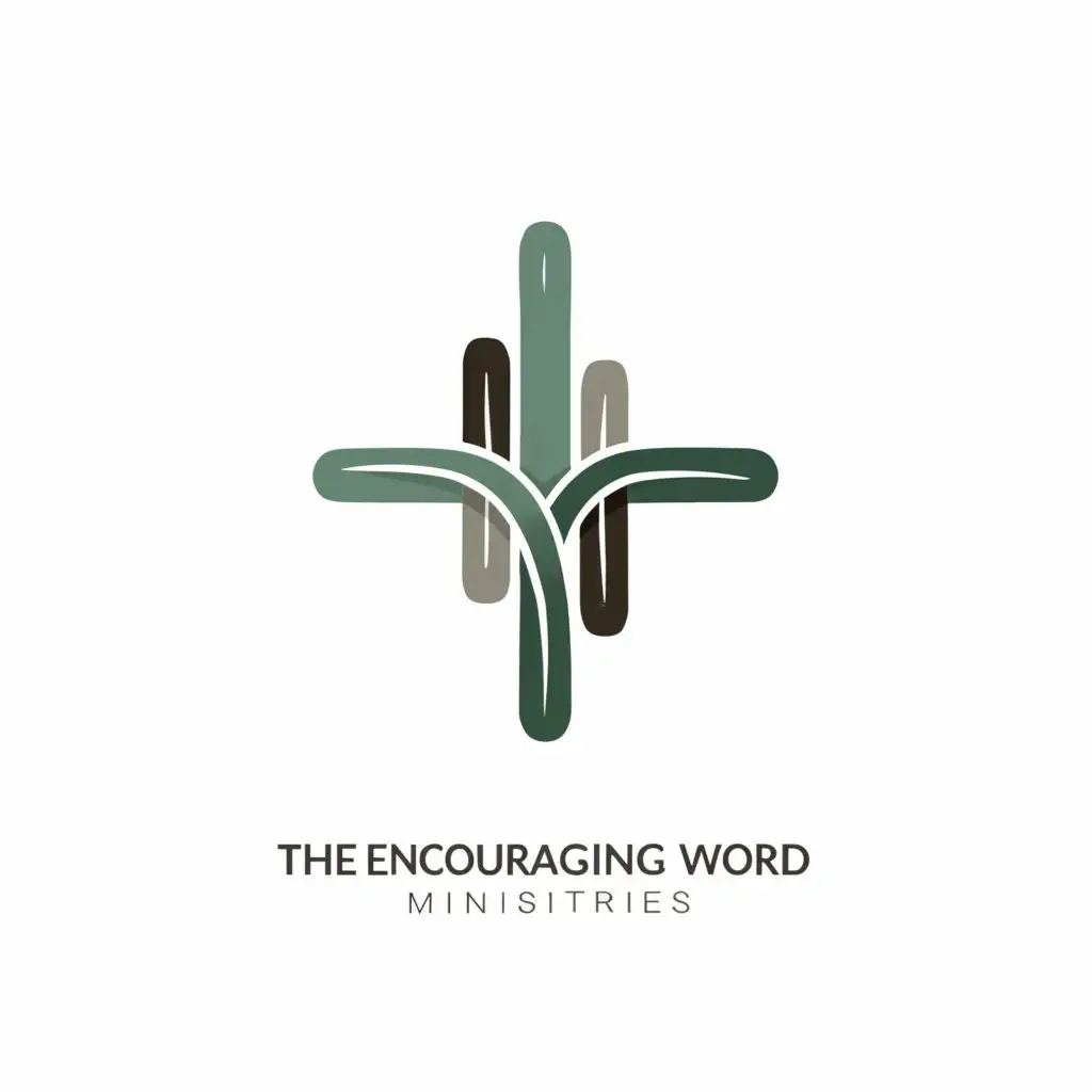a logo design,with the text "The Encouraging Word Ministries", main symbol:Cross,Minimalistic,be used in Religious industry,clear background