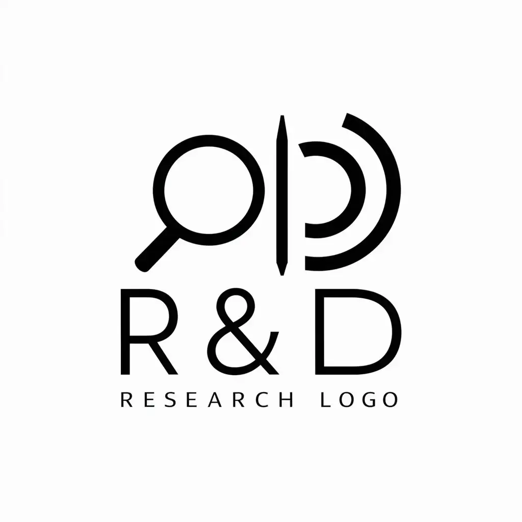 a logo design,with the text "R & D", main symbol:magnifying glass and brush,Minimalistic,clear background