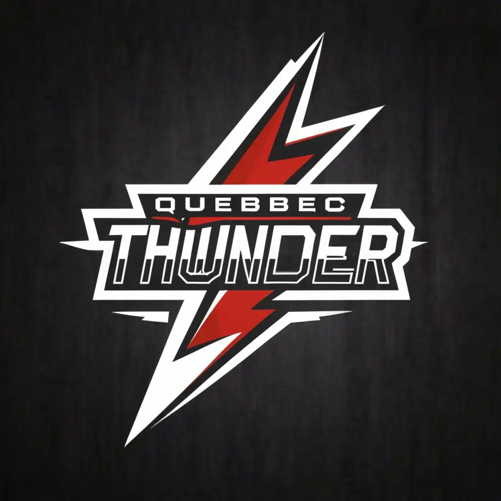 a logo design,with the text "Quebec Thunder", main symbol:Thunder,Moderate,be used in Sports Fitness industry,clear background