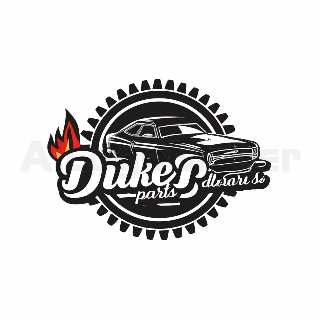 a logo design,with the text "dukesparts.gr", main symbol:Dodge charger ,Moderate,be used in Automotive industry,clear background