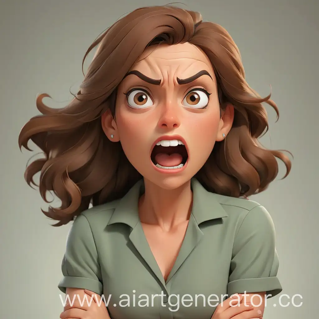 Cartoon-Woman-Expressing-Indignation-with-Animated-Gestures