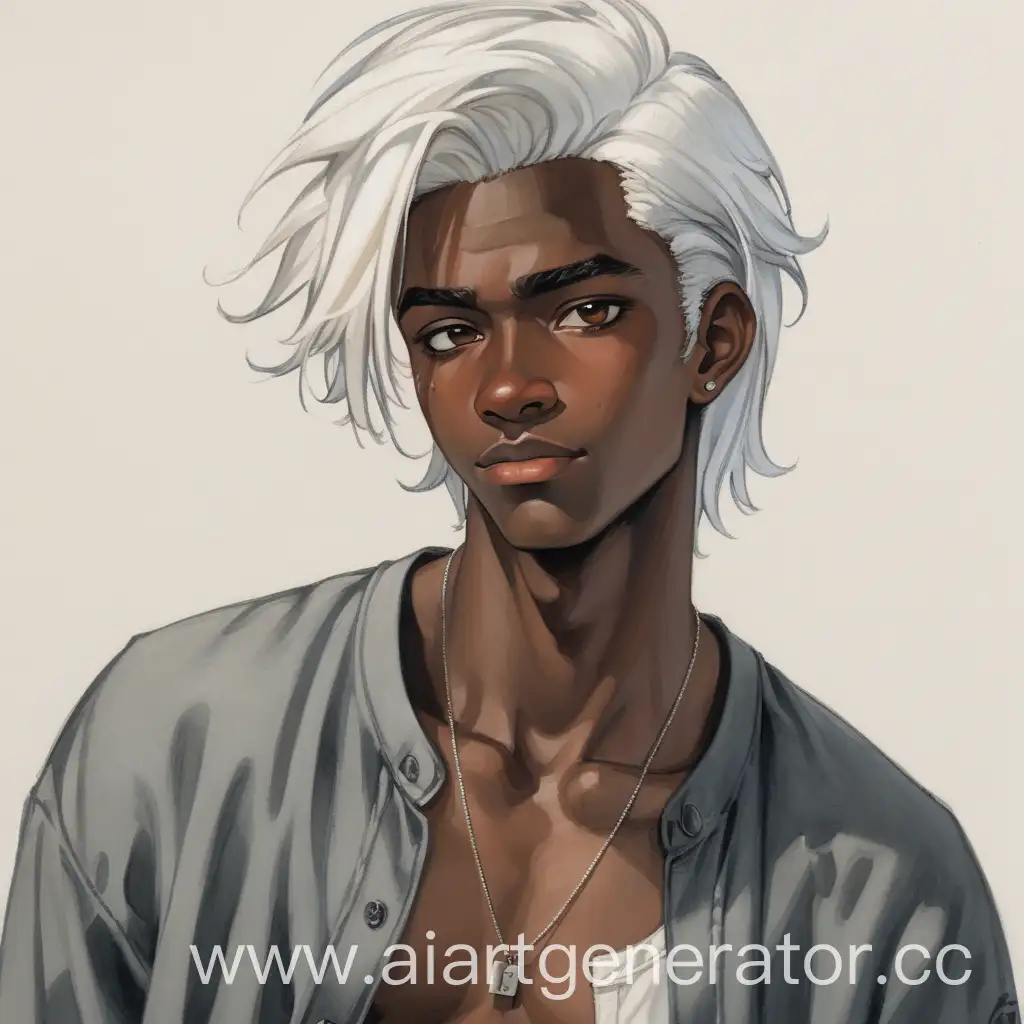 Portrait-of-a-Young-Man-with-Dark-Skin-and-Medium-White-Hair