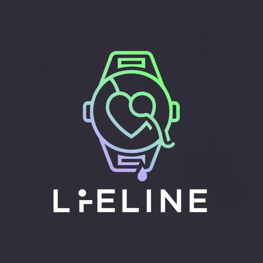 a logo design,with the text "LifeLine", main symbol:Developing a smartwatch capable of monitoring blood pressure, glucose level, heart rate, as well as detecting thrombosis, cardiac arrests, and vitamin deficiencies.,Moderate,clear background