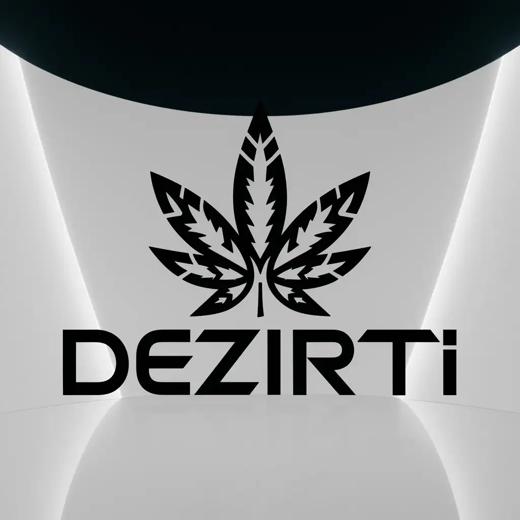 LOGO-Design-For-DEZIRT-Intricate-Marijuana-Symbol-on-Clear-Background