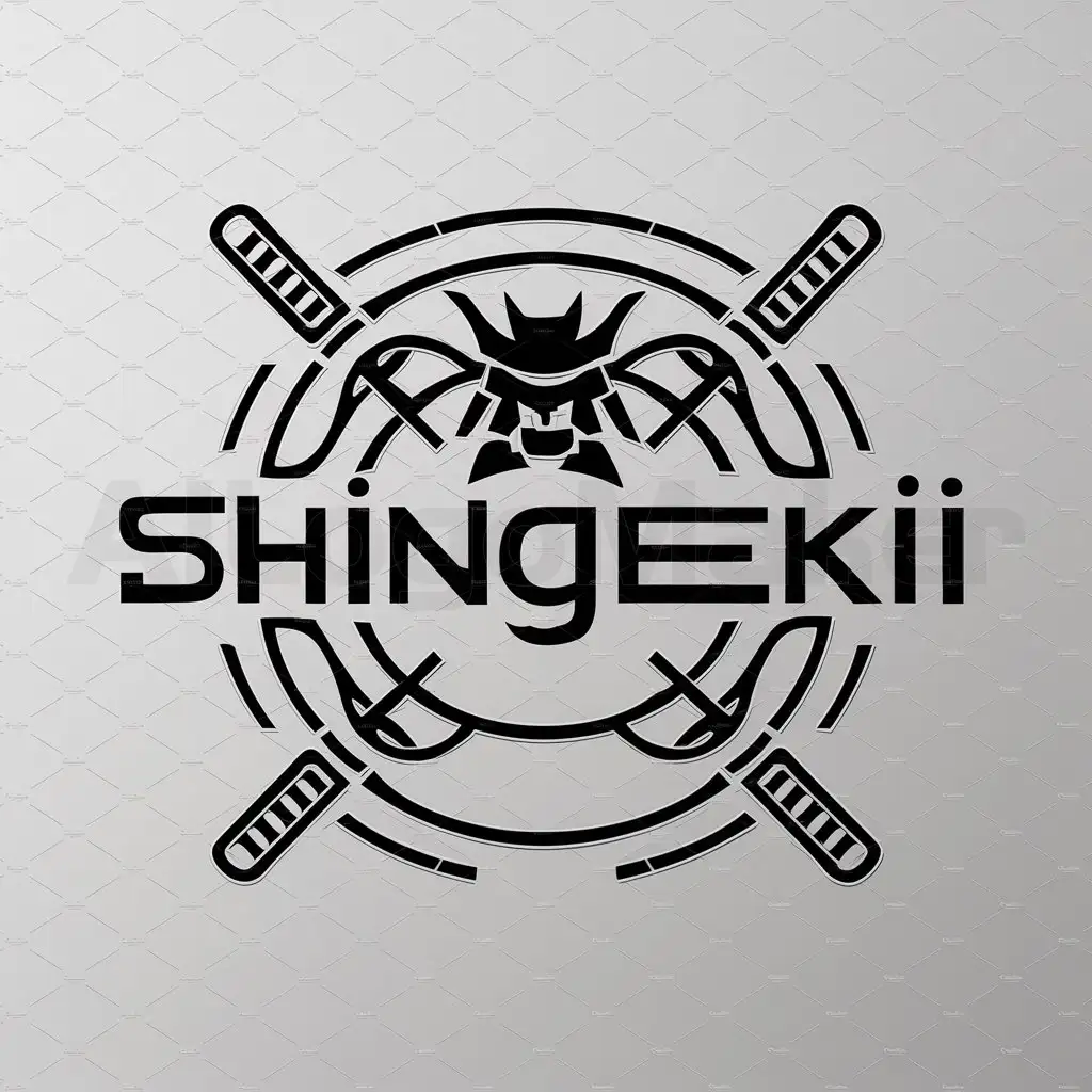a logo design,with the text "Shingekii", main symbol:["Samurai","Japanese","Katana","Round"],complex,be used in Others industry,clear background