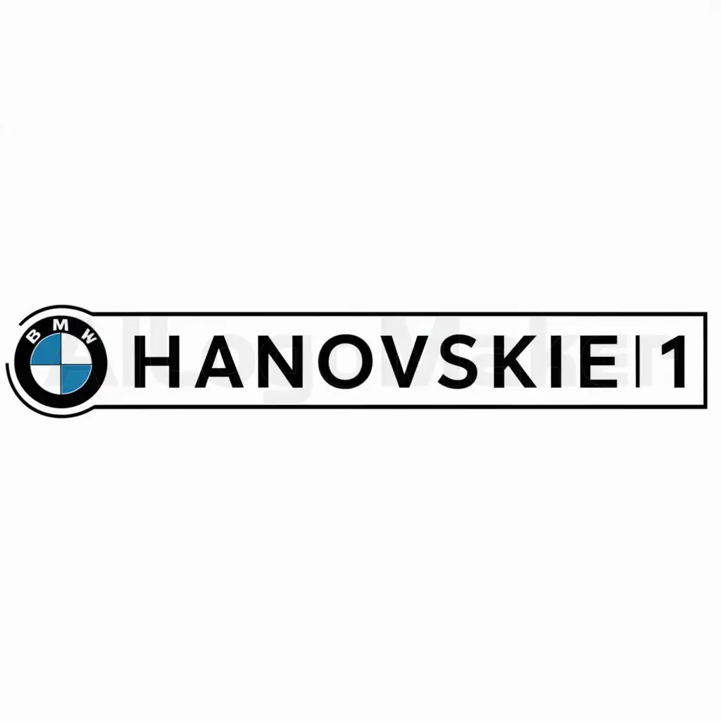 a logo design,with the text "HANOVSKIE1", main symbol:BMW,Minimalistic,be used in Automotive industry,clear background