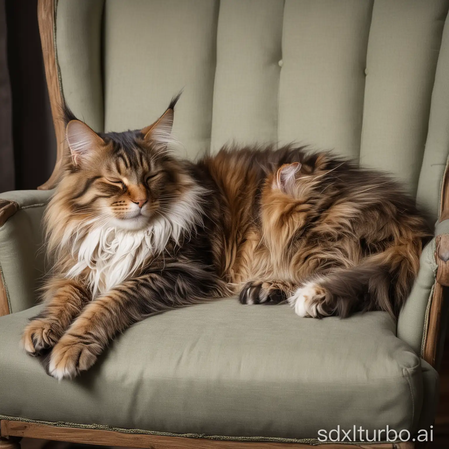Maine-Coon-Cat-Resting-Peacefully-on-Chair