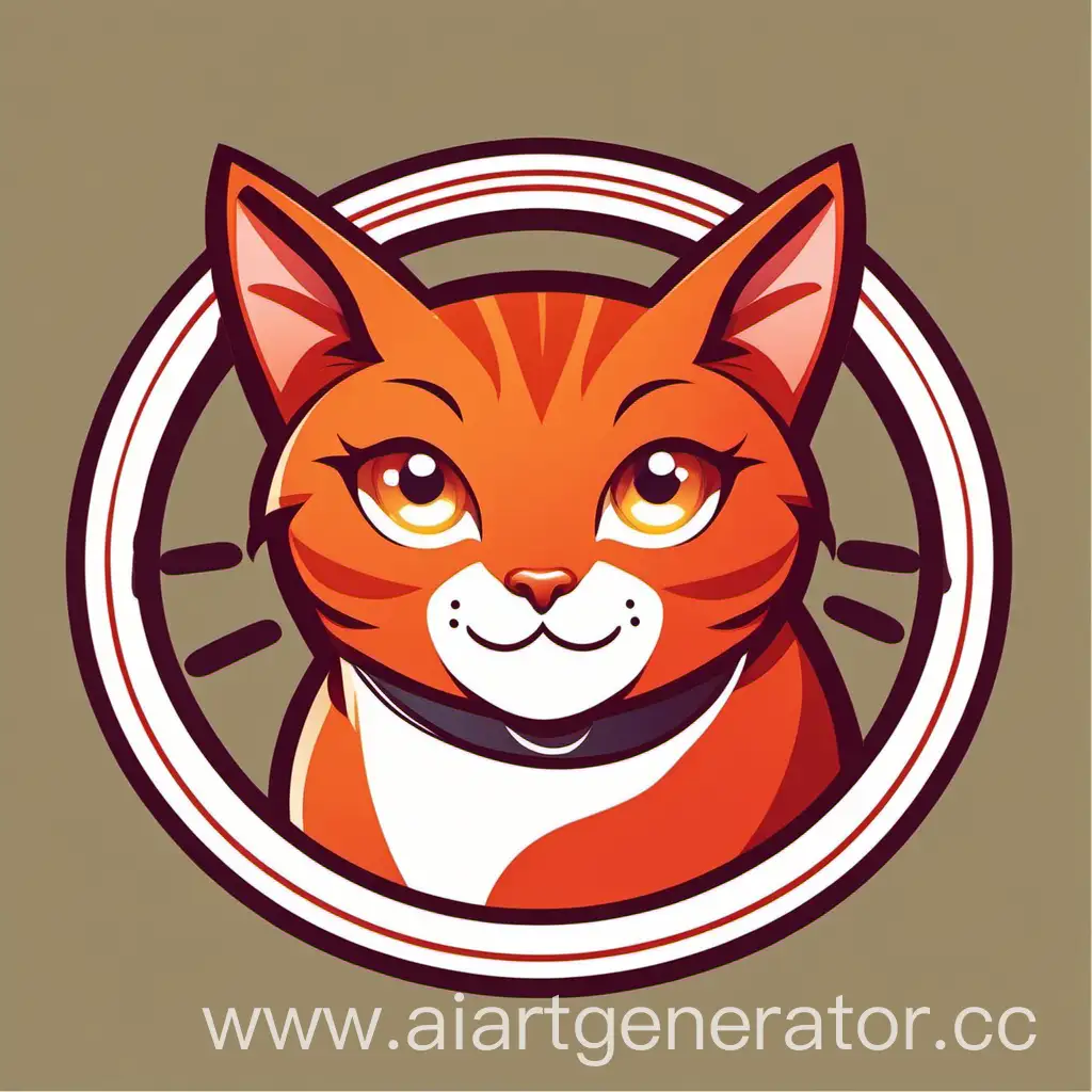 логотип рыжего довольного кота