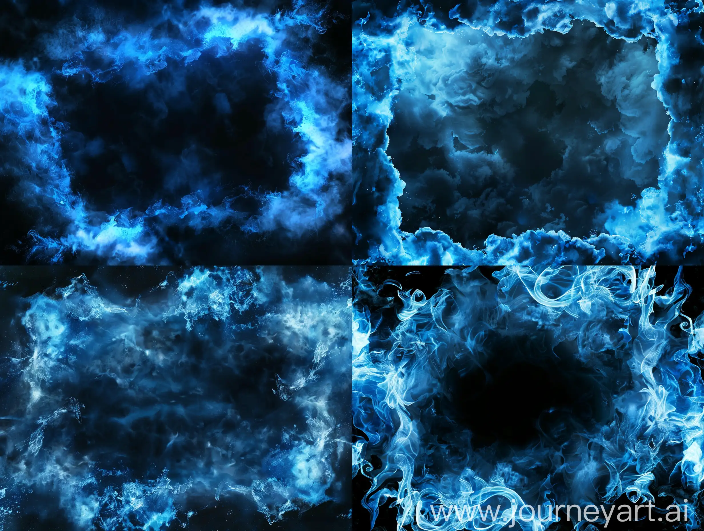 Magic-Blue-Clouds-with-Bright-Border-on-Black-Background