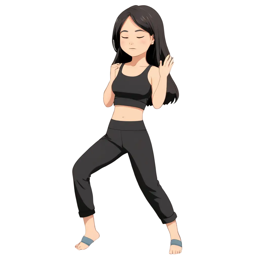 anime girl chibi character wearing yoga clothes and weeping in vector style

