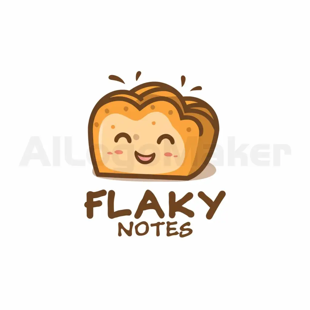 a logo design,with the text "Flaky Notes", main symbol:Bread cartoon,Moderate,be used in Retail industry,clear background