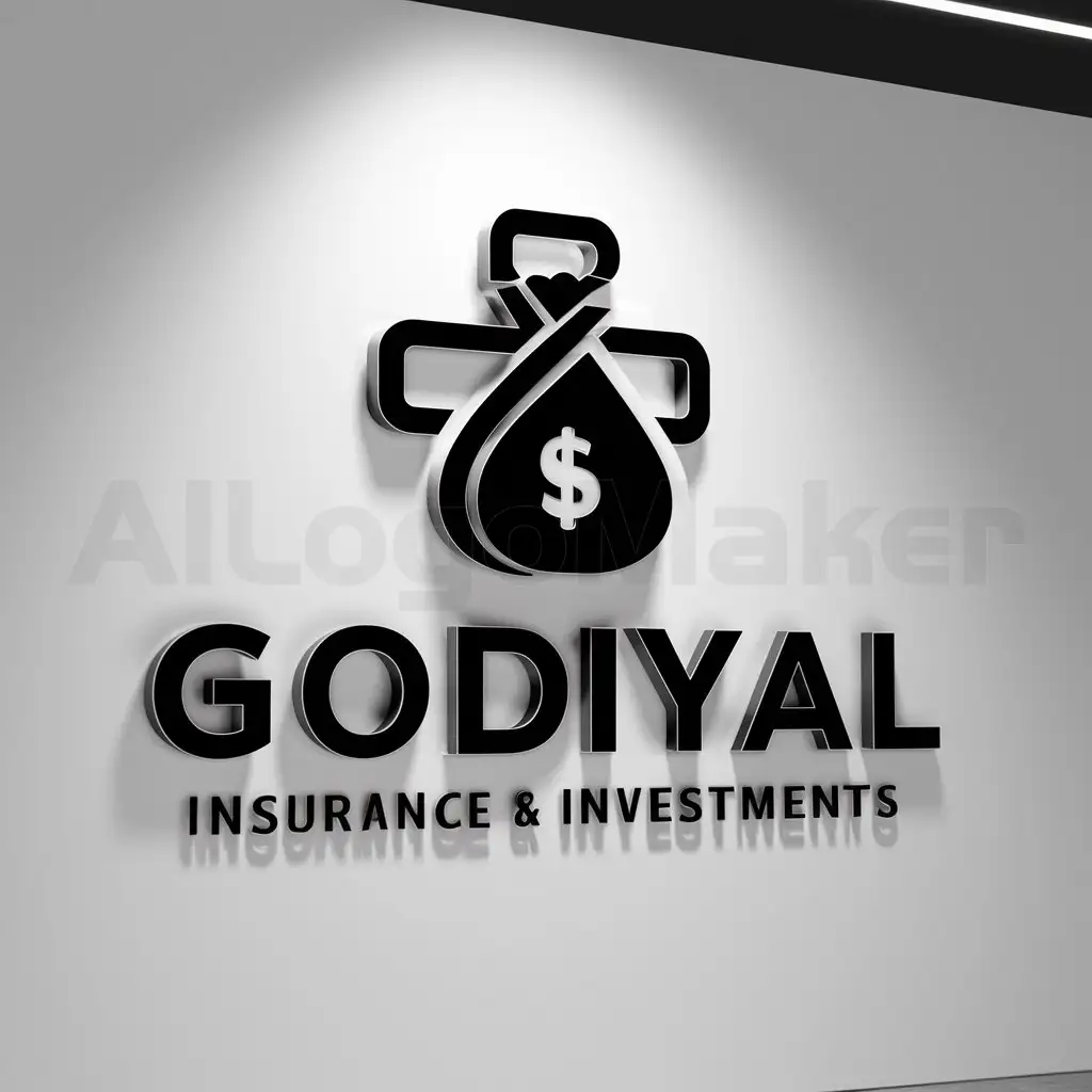 a logo design,with the text "GODIYAL INSURANCE & INVESTMENTS ", main symbol:Health insurance and investments ,Moderate,be used in Insurance and Investments industry,clear background