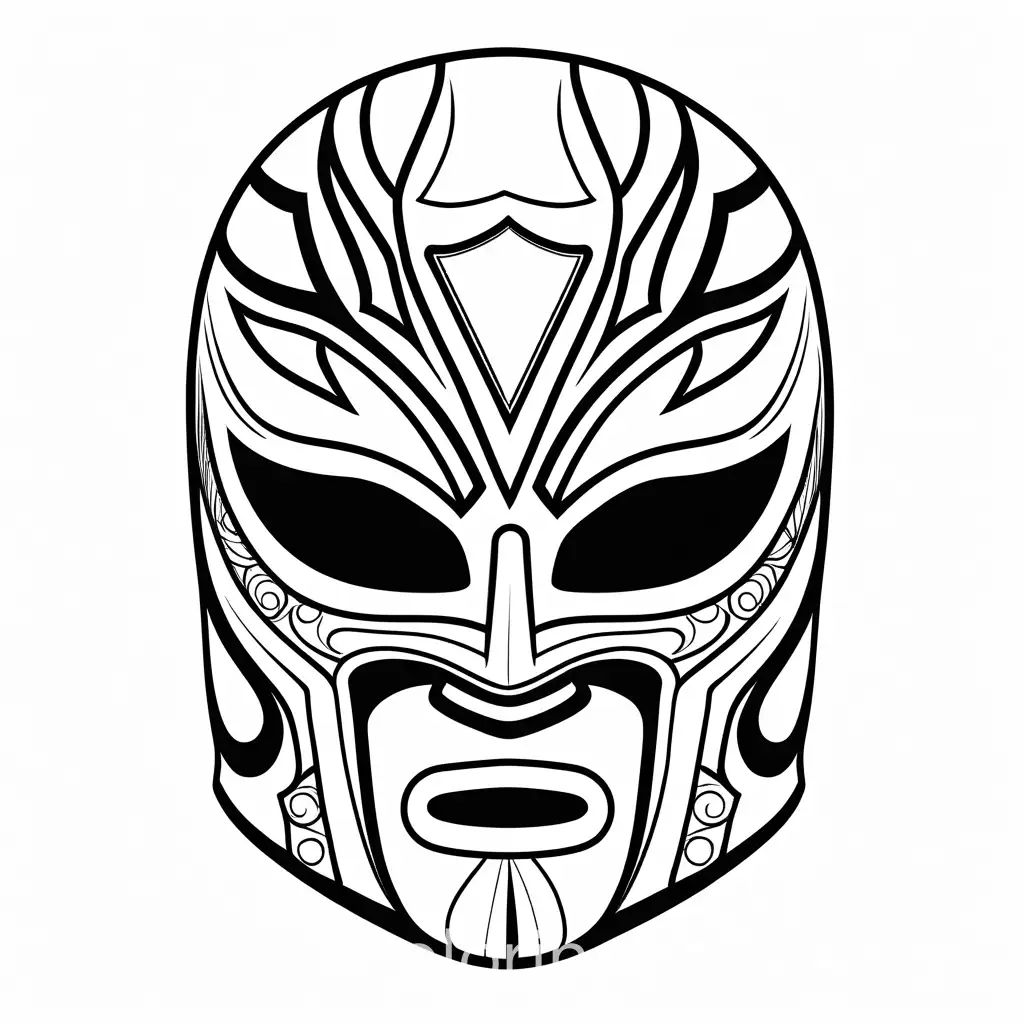 Luchador-Wrestling-Mask-Coloring-Page-Black-and-White-Line-Art-on-White-Background