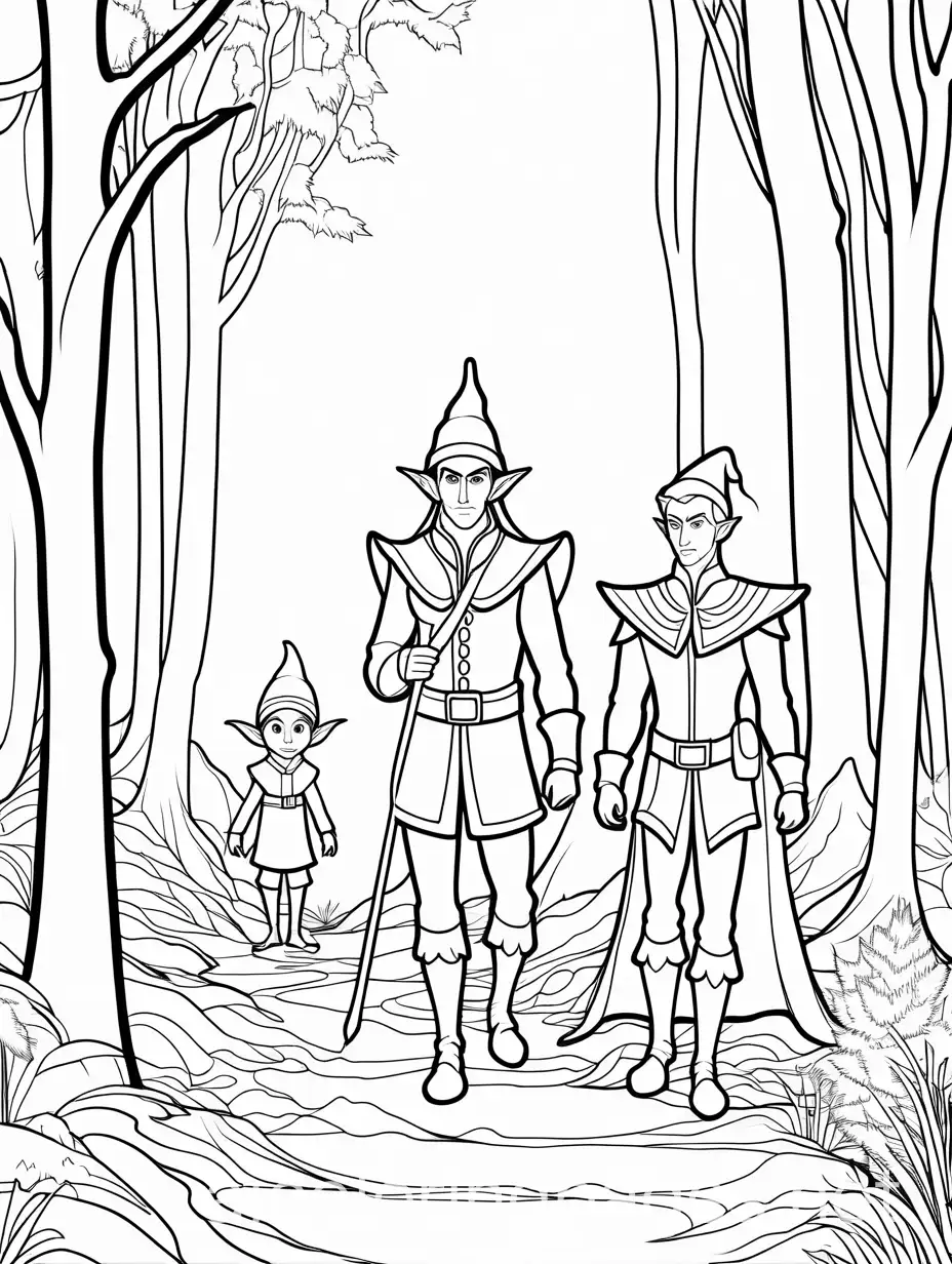 Spooky-Evil-Elf-Journeying-with-a-Man-Coloring-Page-for-Kids