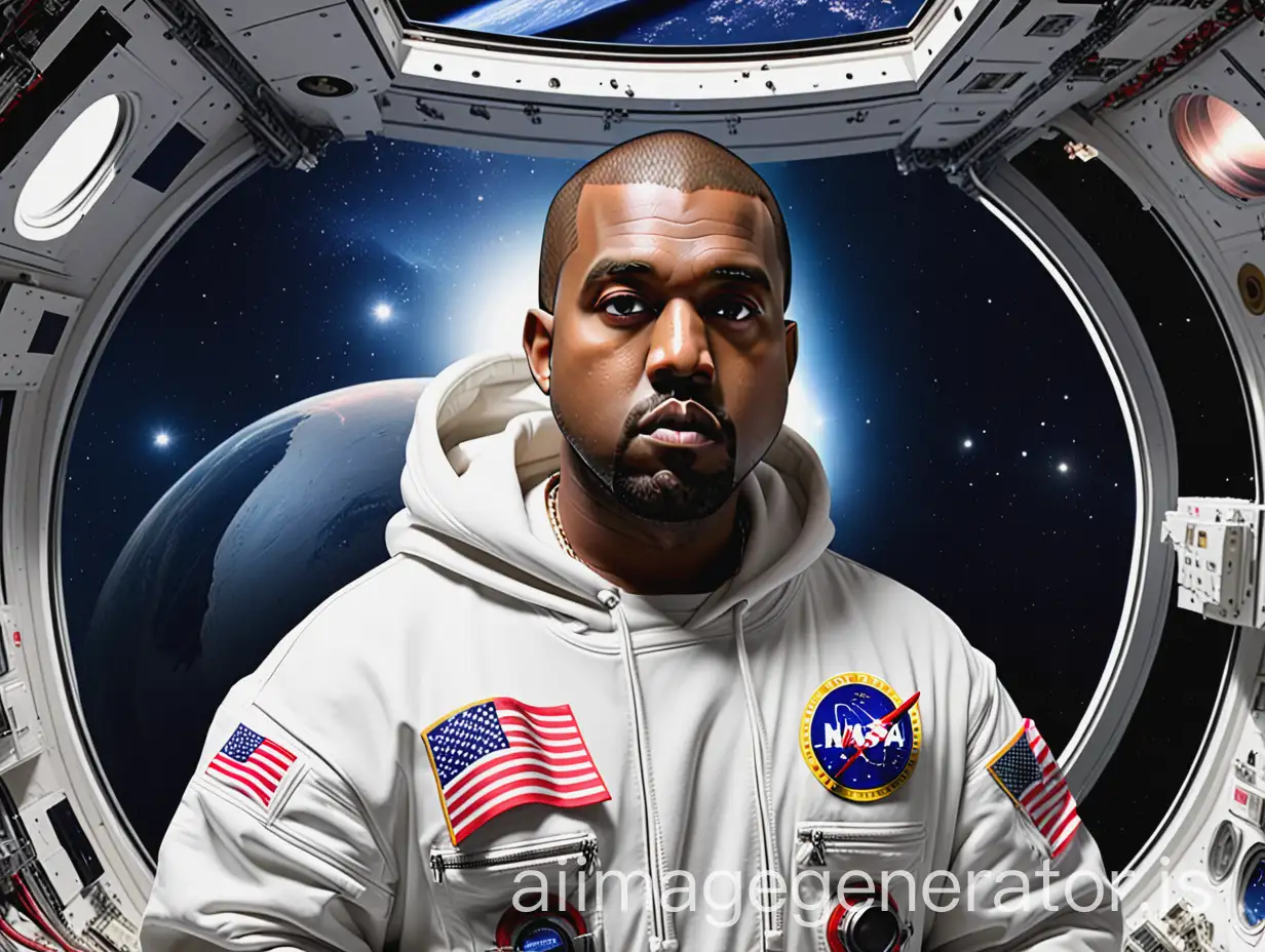 Kanye West Floating in Outer Space | AI Image Generator