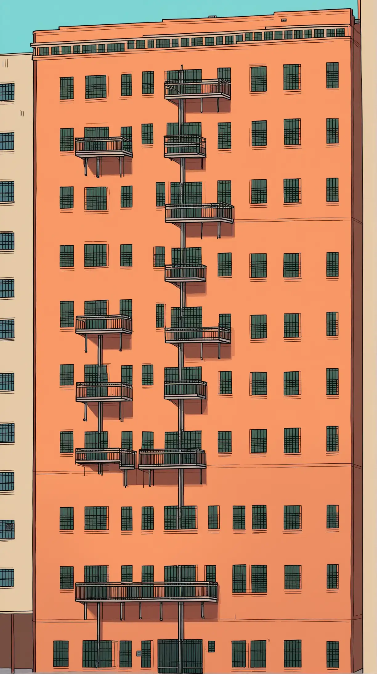 Whimsical Cartoon Illustration of a MultiStory Prison