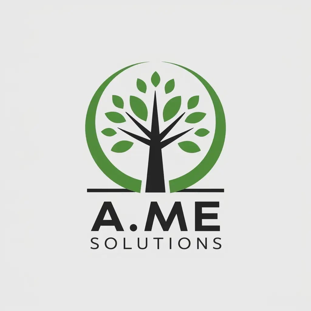 a logo design,with the text "A.M.E. Solutions", main symbol:this logo should include landscaping or a nature theme. colors green, black, and white. must be logo on a white background,Moderate,clear background