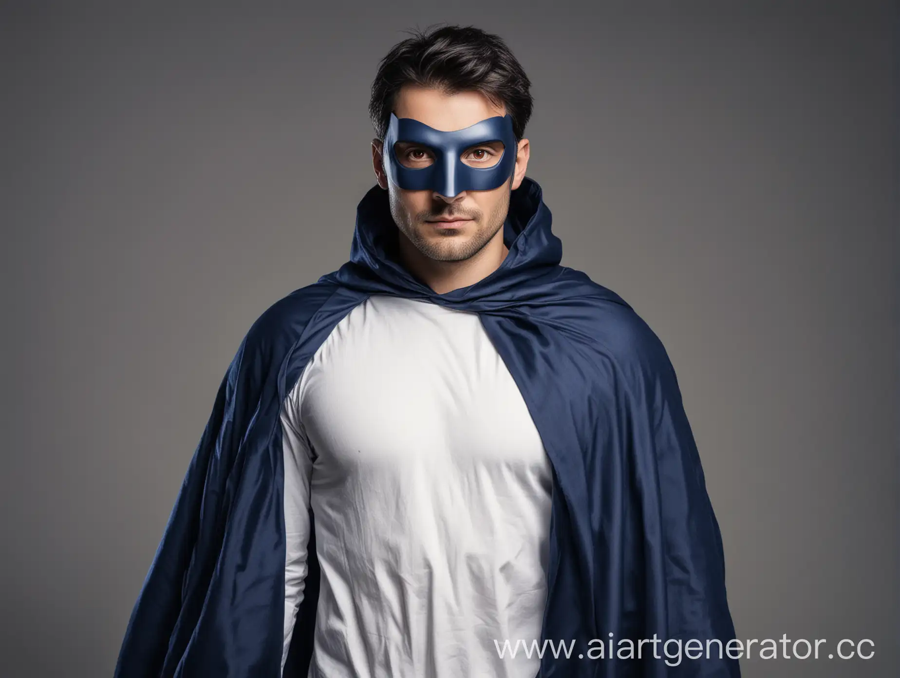 Superhero-Man-in-White-Clothes-and-Blue-Cloak-with-Gray-Eyes