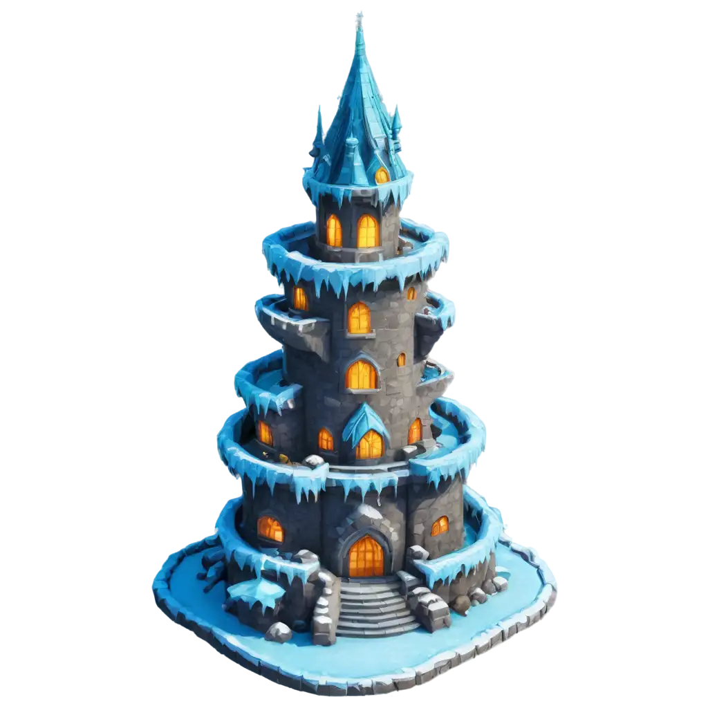 magical frost tower only 2D, birds eye view


