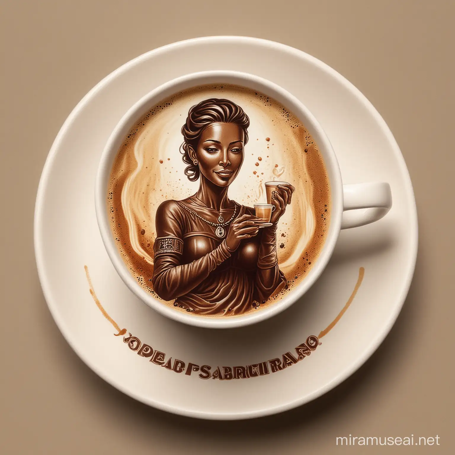 Elegant Coffee Brand Representations Dancing Women Figures in Coffee Streams