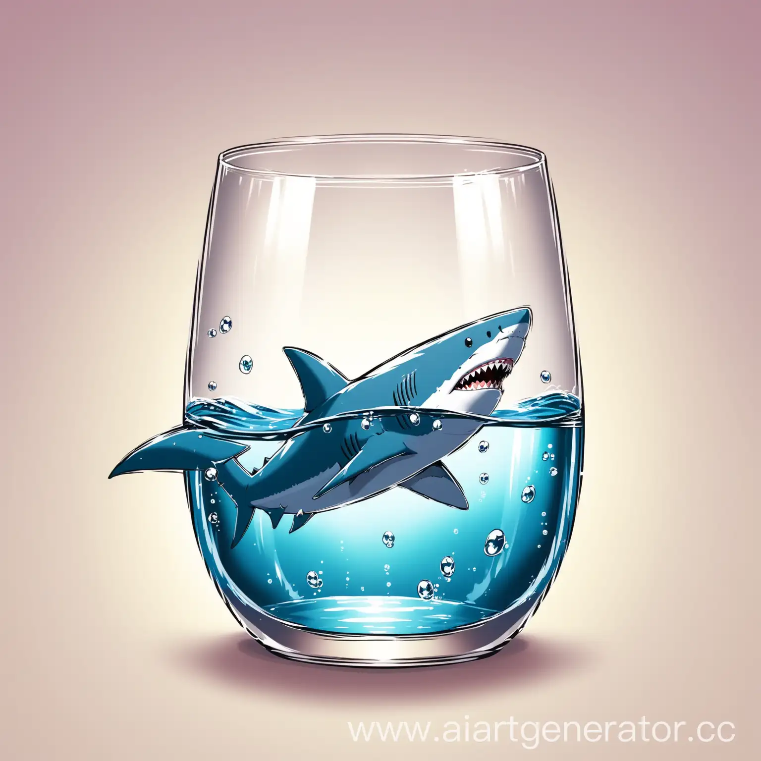 shark whith water glasses