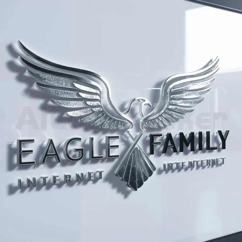 a logo design,with the text "Eagle family", main symbol:Eagle wings, 3D, Wings, Freedom, Cash, Money, clear background,Moderate,be used in Internet industry,clear background