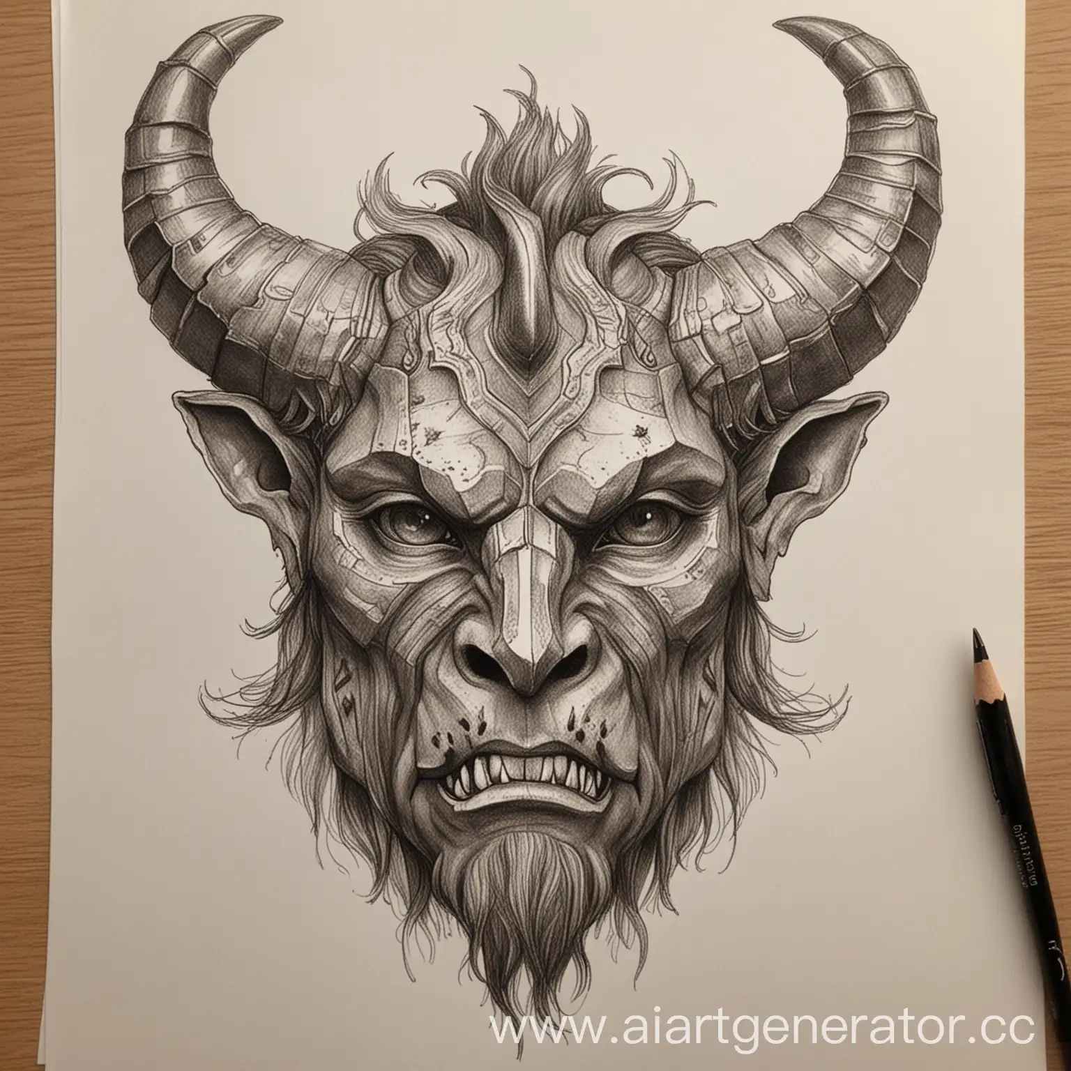 Handdrawn-Minotaur-Mask-Sketch