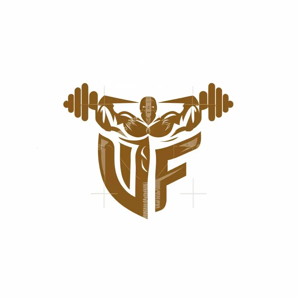 a logo design,with the text "UF", main symbol:a body builder,Moderate,be used in Sports Fitness industry,clear background