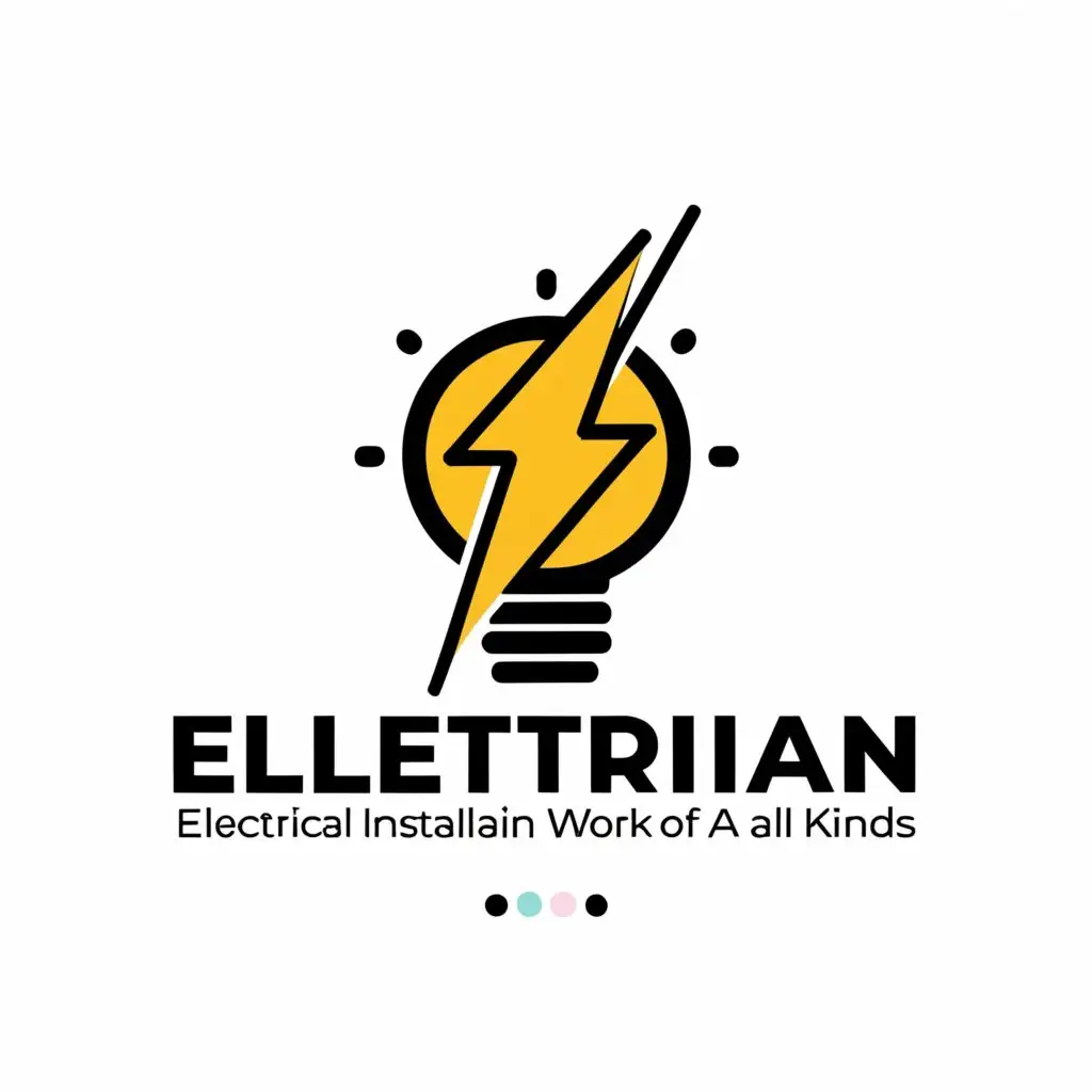 a logo design,with the text "Electrician, electrical installation work of all kinds", main symbol:The symbol of the logo is a lightning bolt and a light bulb.,Минималистичный,be used in Строительство industry,clear background