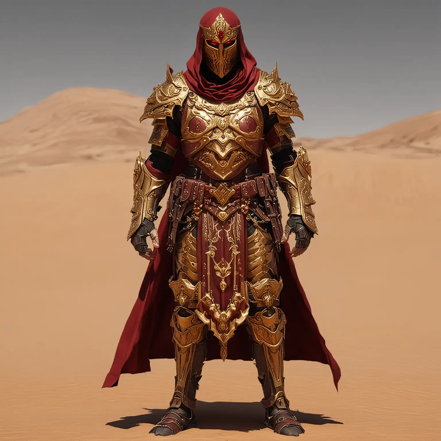 Red Desert Priest in Wine Red and Gold Armor