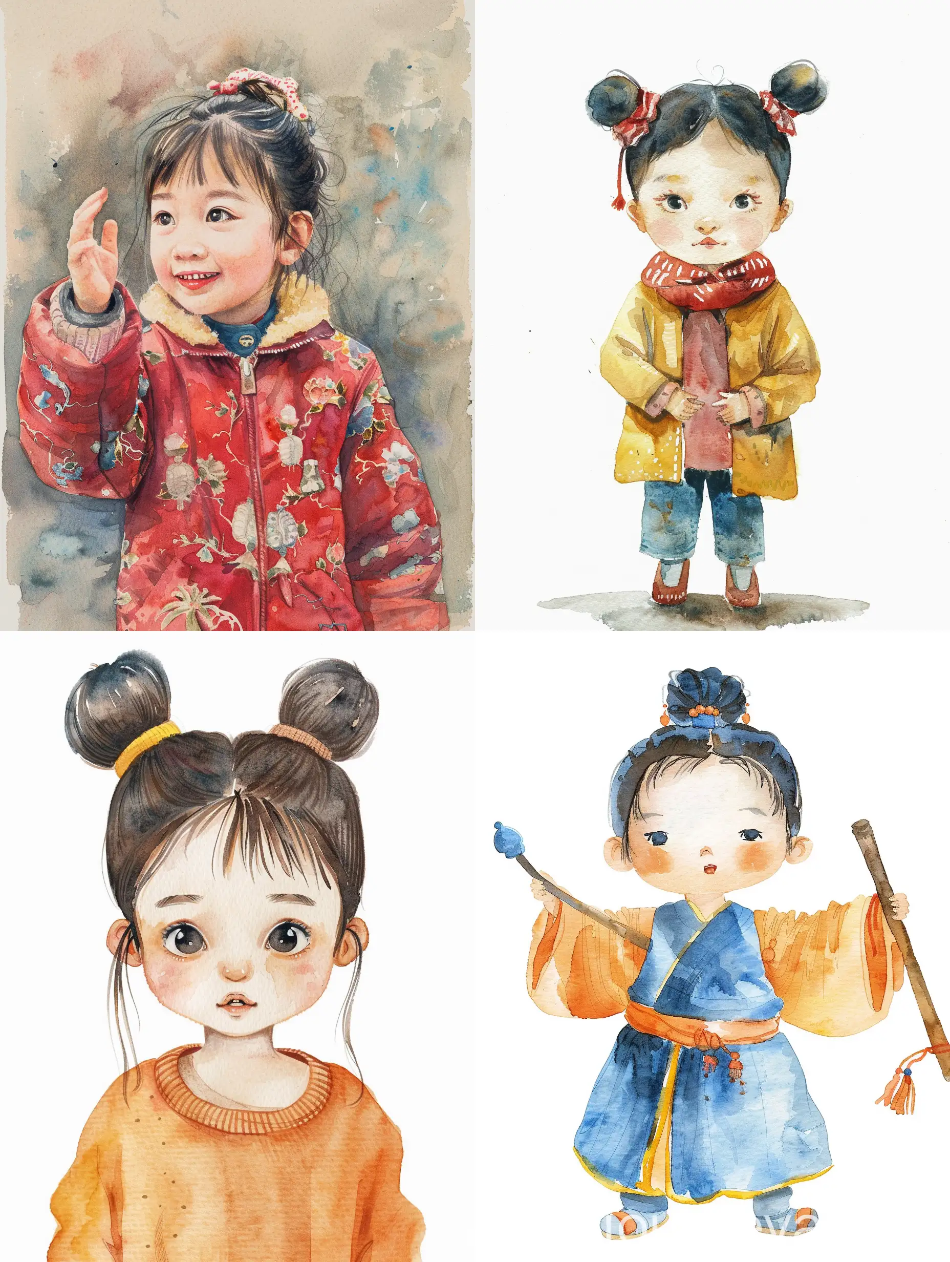少年中国说水彩插画