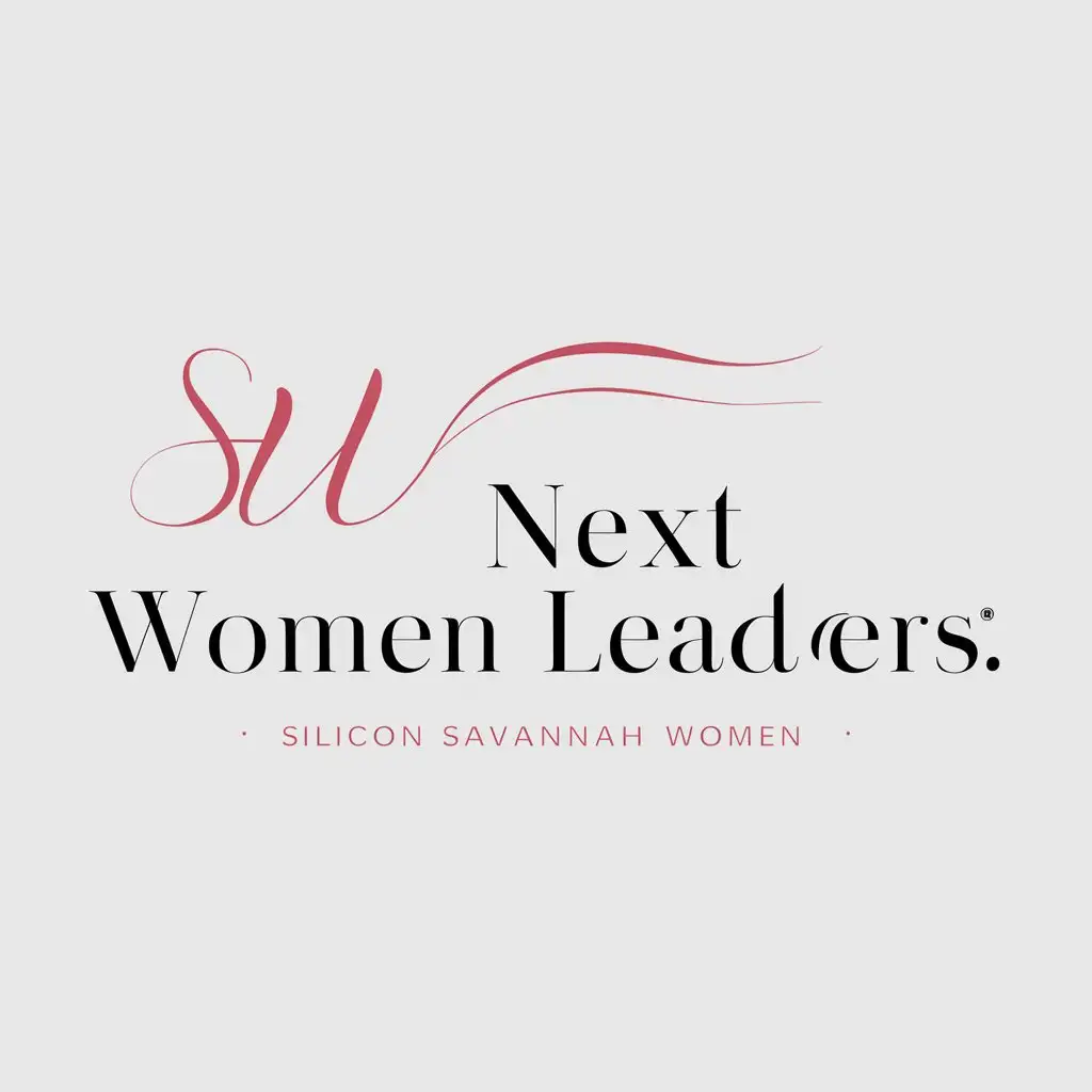 a logo design,with the text "Next women leaders - Silicon Savannah", main symbol:create elegant, modern, and feminine logo for my professional women program. all text (Black) letter M in women to be complete, Key Deliverables: - Logo that reflects elegance, modernity and femininity. I need one color for each. Main logo: Silicon Savannah Women; Sub logo 4: Next women leaders - Silicon Savannah. Next women leaders pink color.,Moderate,be used in professional women program industry,clear background