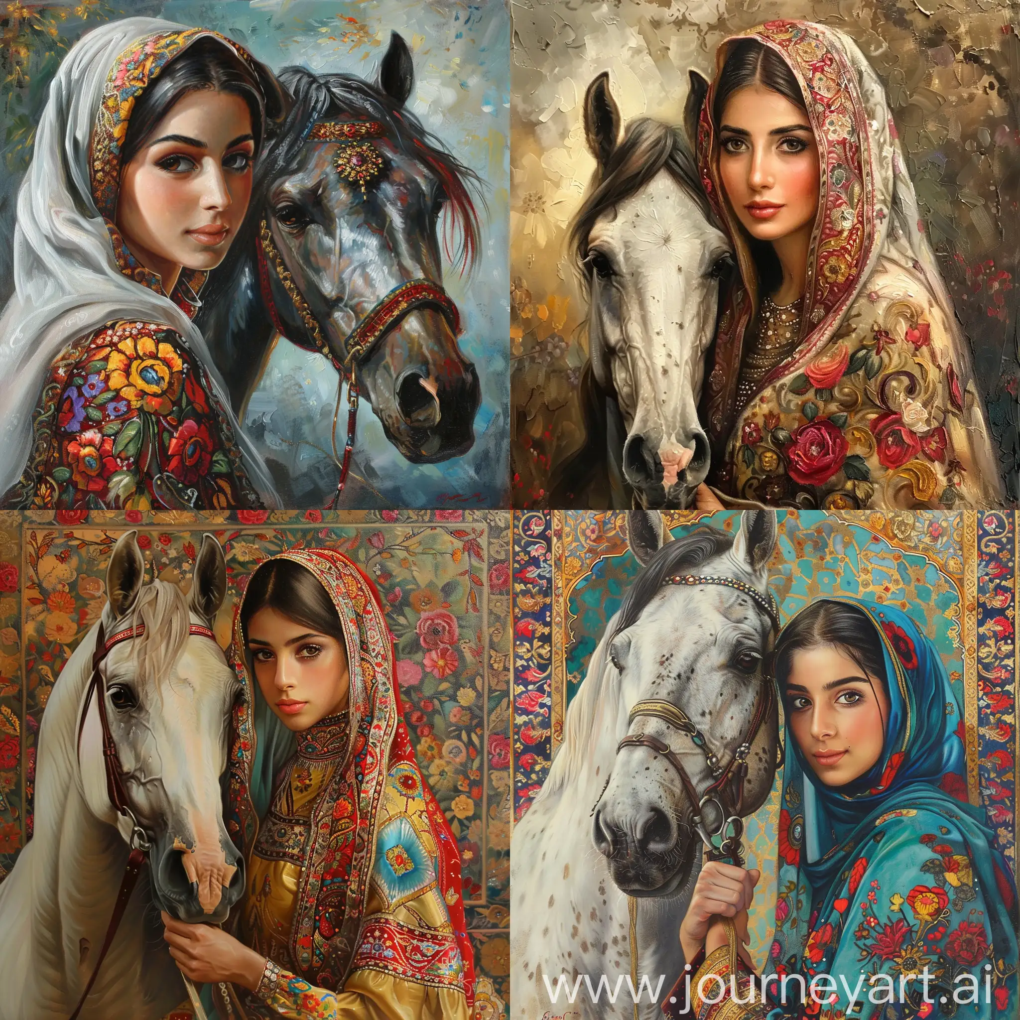 Iranian-Traditional-Girl-and-Horse-Painting