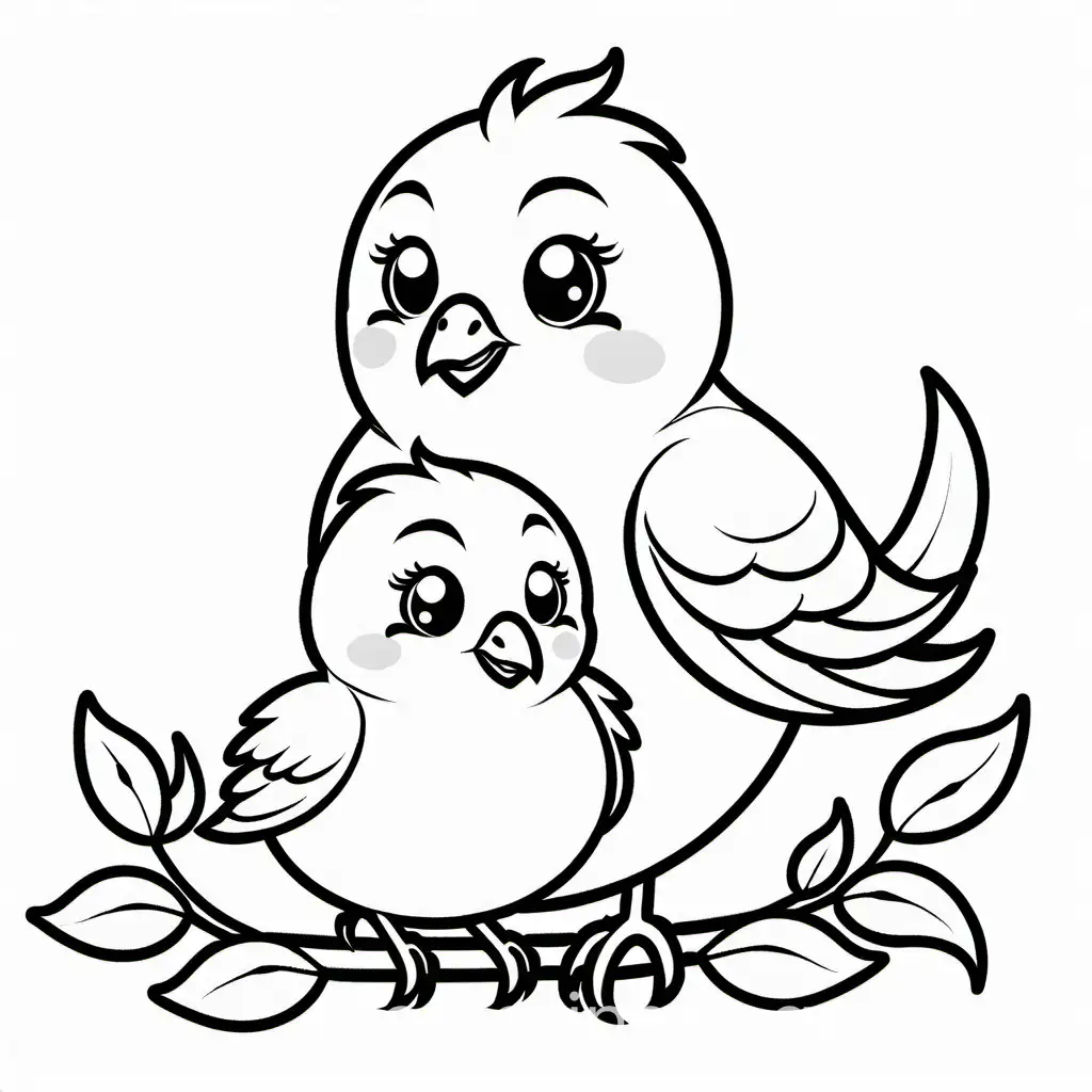 Mother-Bird-Caring-for-Baby-Bird-Coloring-Page