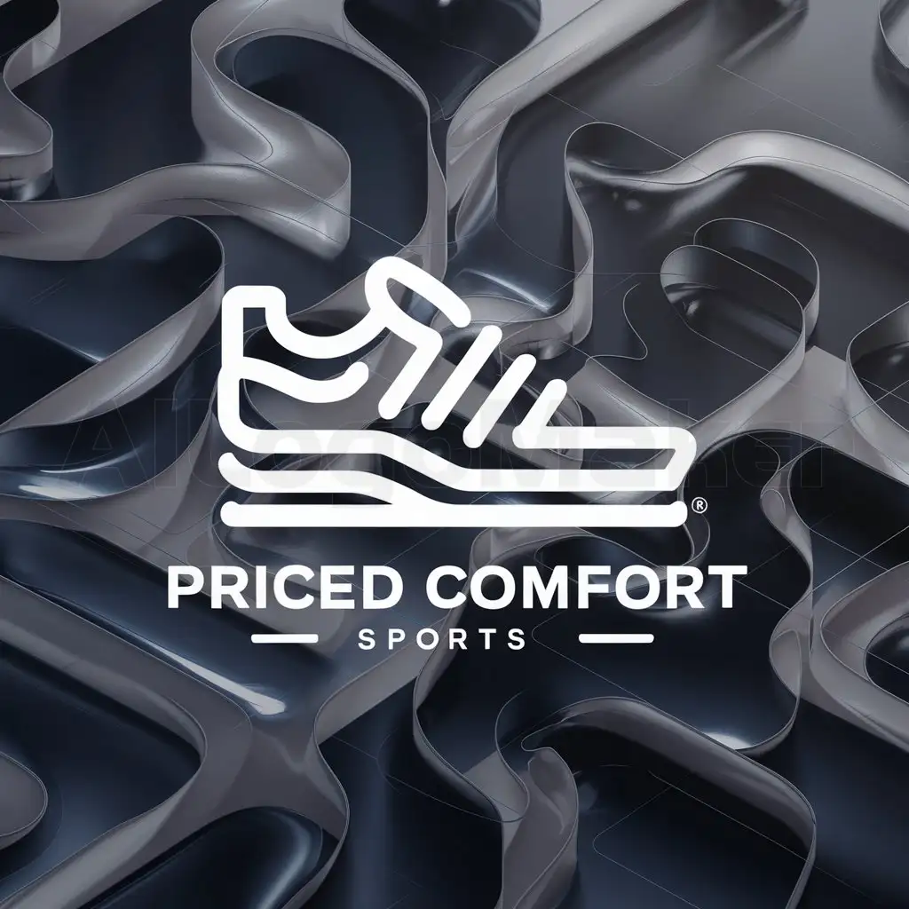 a logo design,with the text "Priced Comfort", main symbol:Shoes/sneakers,complex,be used in Sports Fitness industry,clear background
