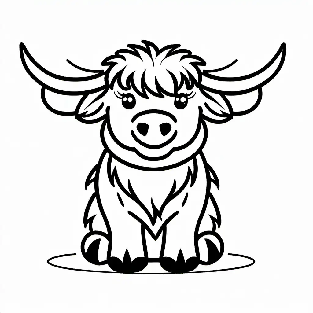 Adorable-Highland-Cow-Coloring-Page-for-Kids