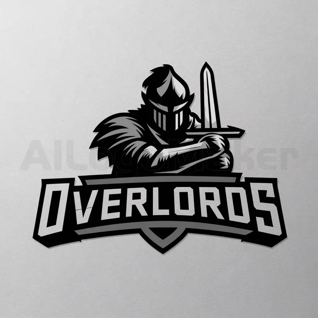 a logo design,with the text "Overlords", main symbol:Medieval black knight,Moderate,be used in Sport industry,clear background