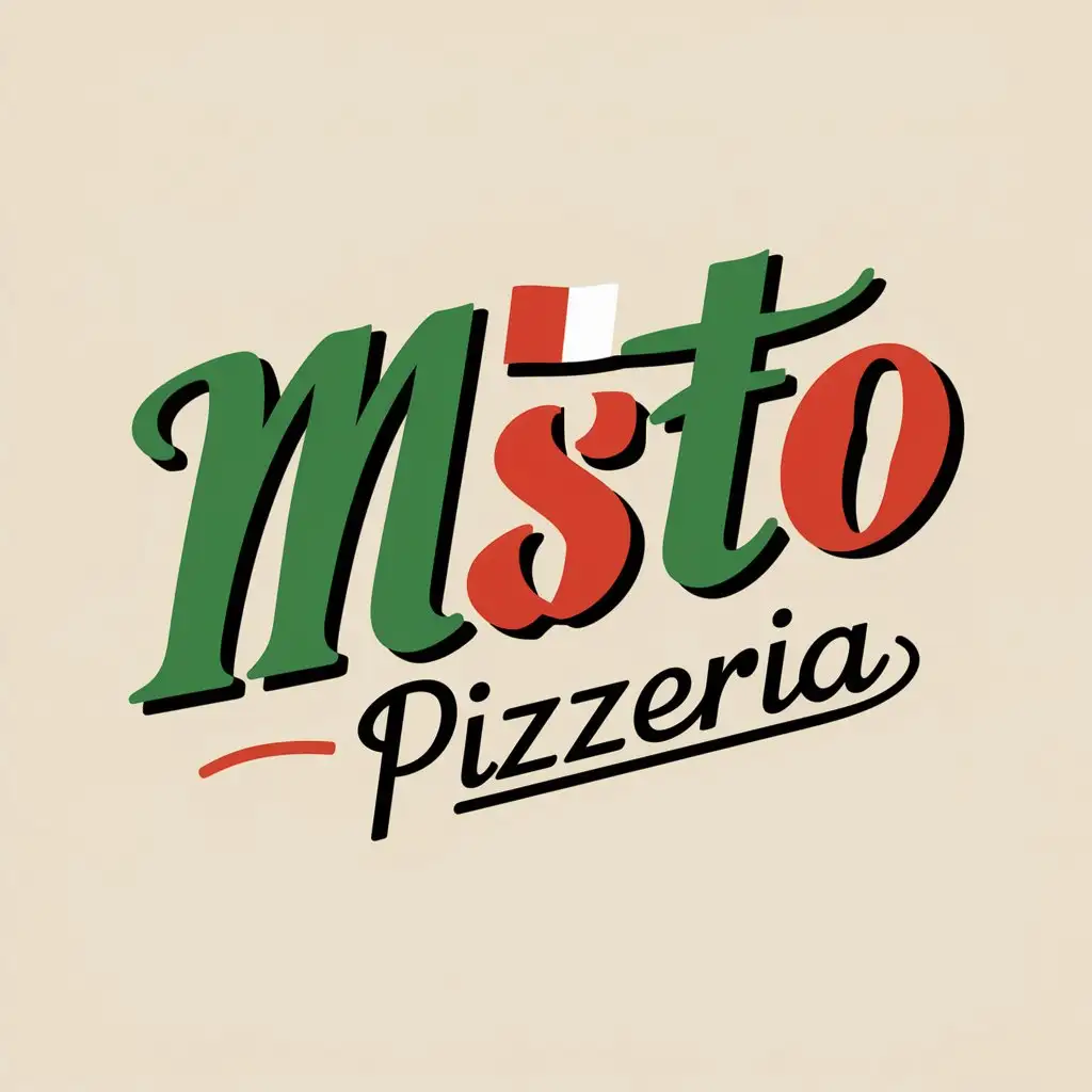 Misto pizzeria, Logo, Typography, Italy flag, Brand identity, Vintage typography